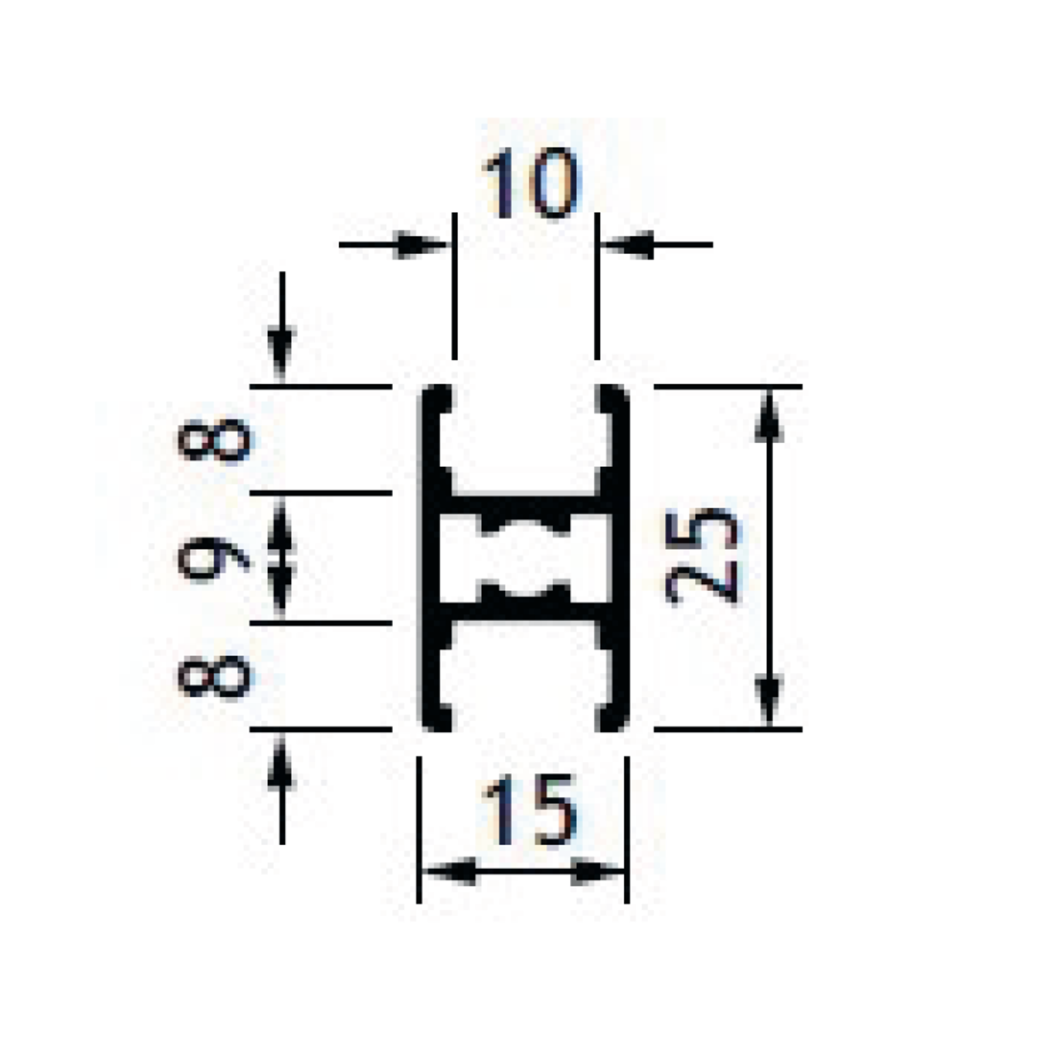 Horizontaal U-profiel centraal RC-Base 4m zwart