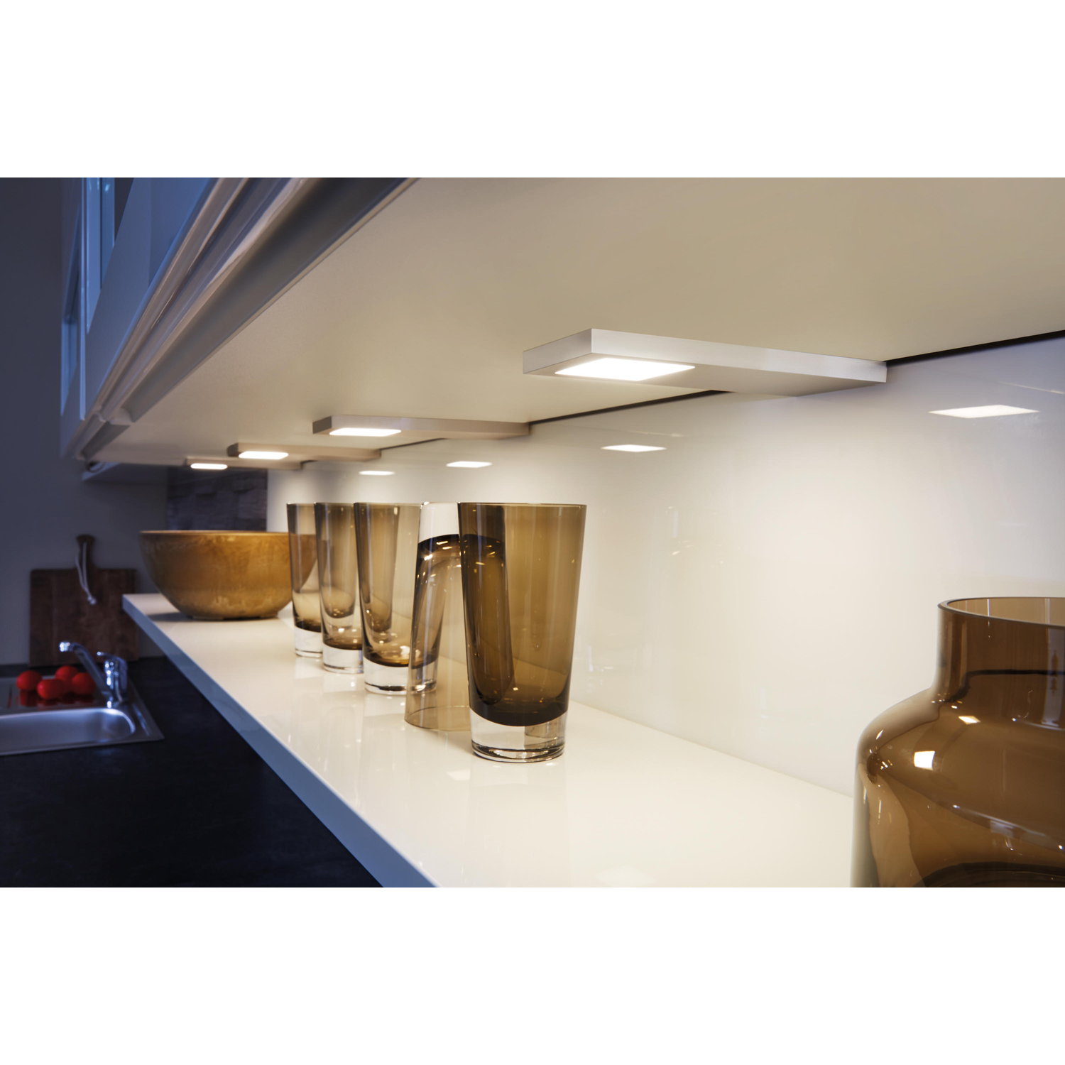 Hera set 4 x Slim-pad F led 5W 24V 3000K RVS-look+ transfo led 30