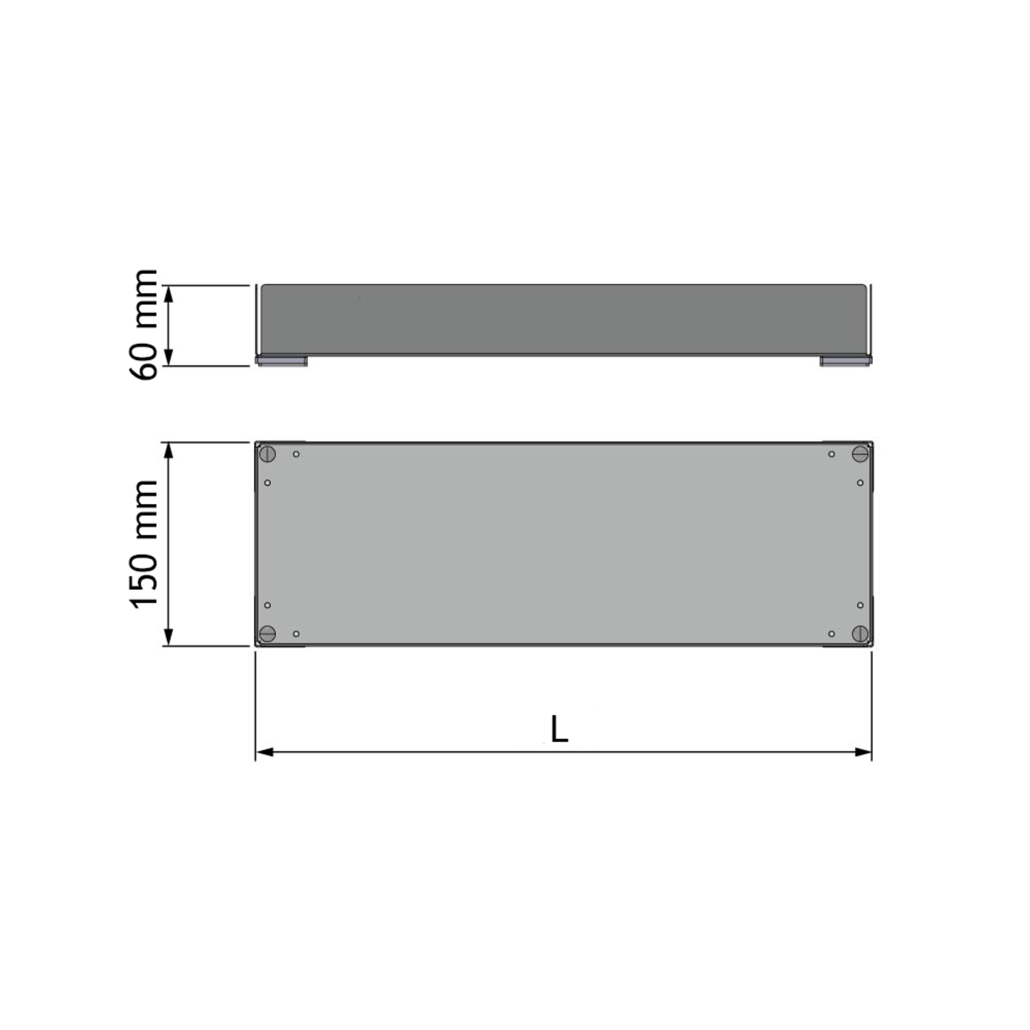 Chic line accessoire bakje antraciet  b.60  l.280mm