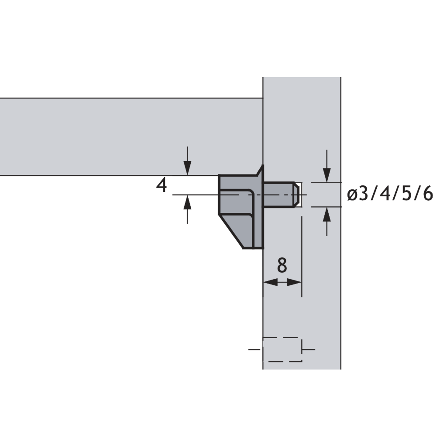 legplankdrager Safety , ø 6 mm, staal, kunststof glashelder