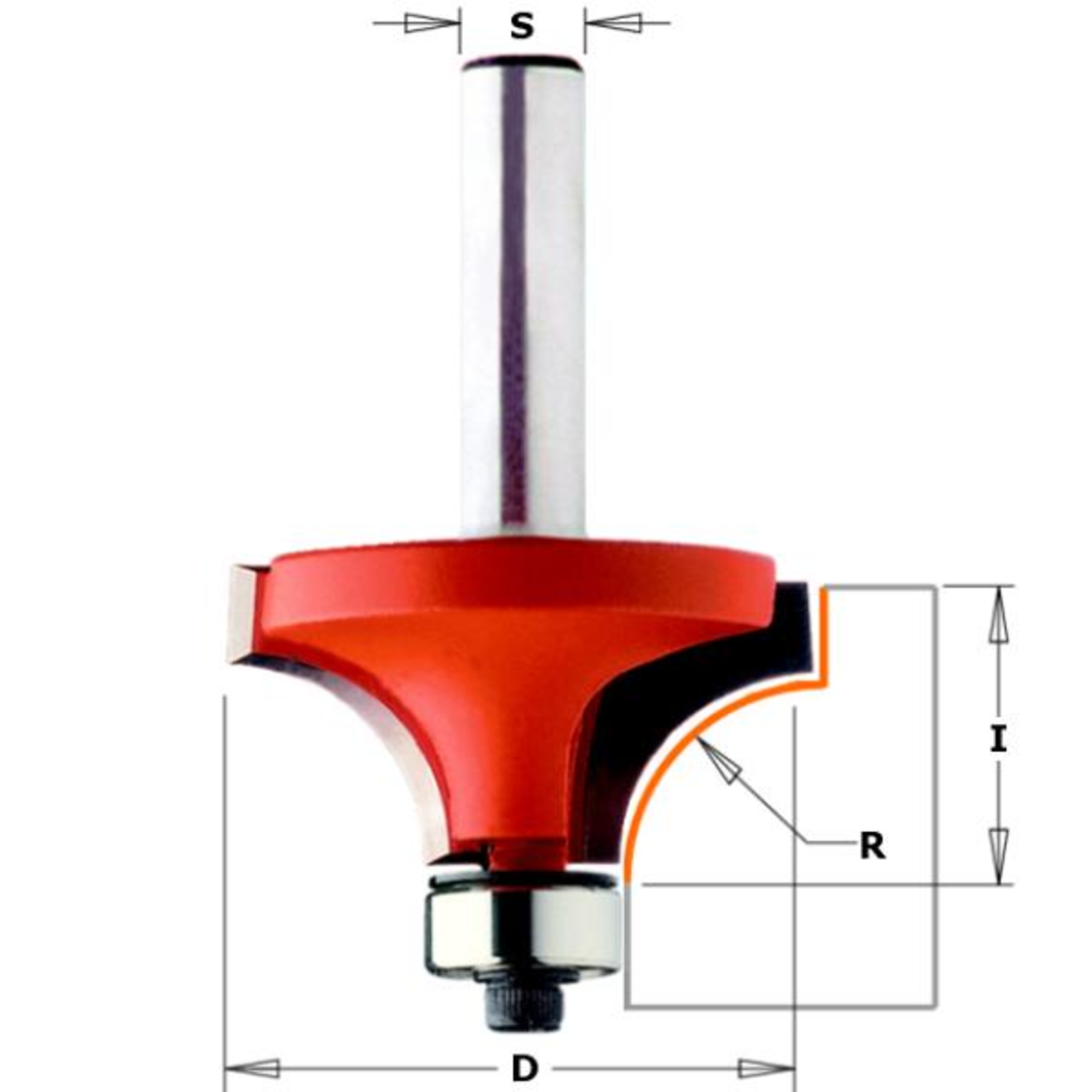 Holle radiusfrees zonder opstaande kant l=52.5 s=8 r=1 d=14.7 i=10