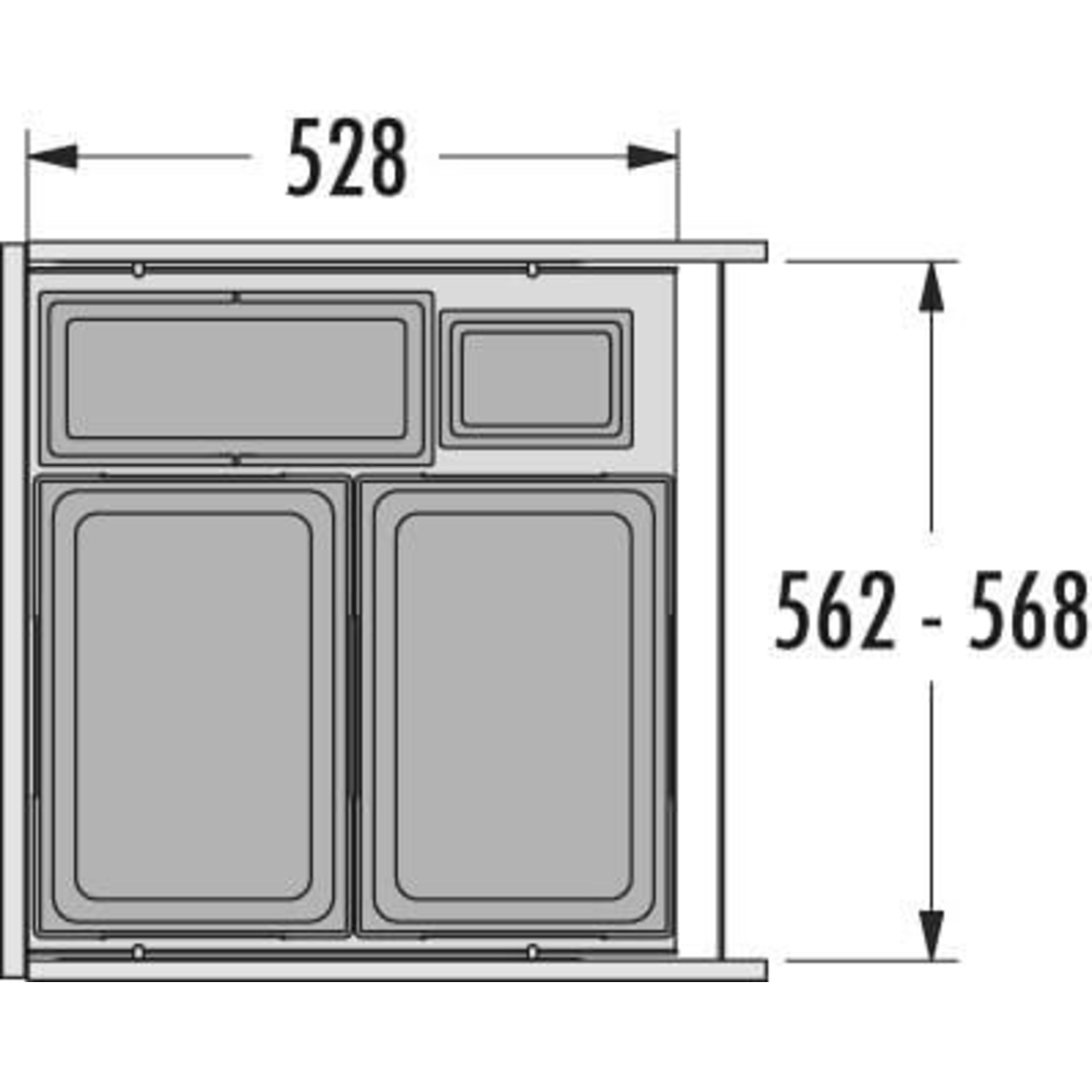 Hailo eurocargo-Synchro k.60cm 2x38l+12l SoftClose