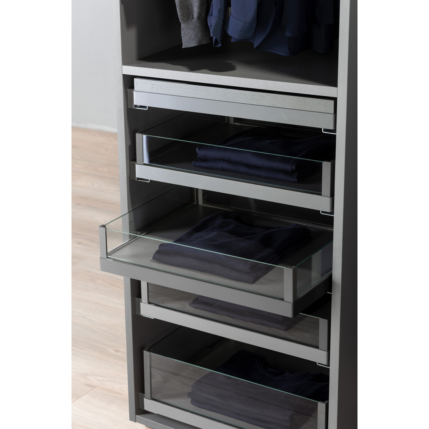 Tf-line lade met glas h.130mm k.900mm antraciet