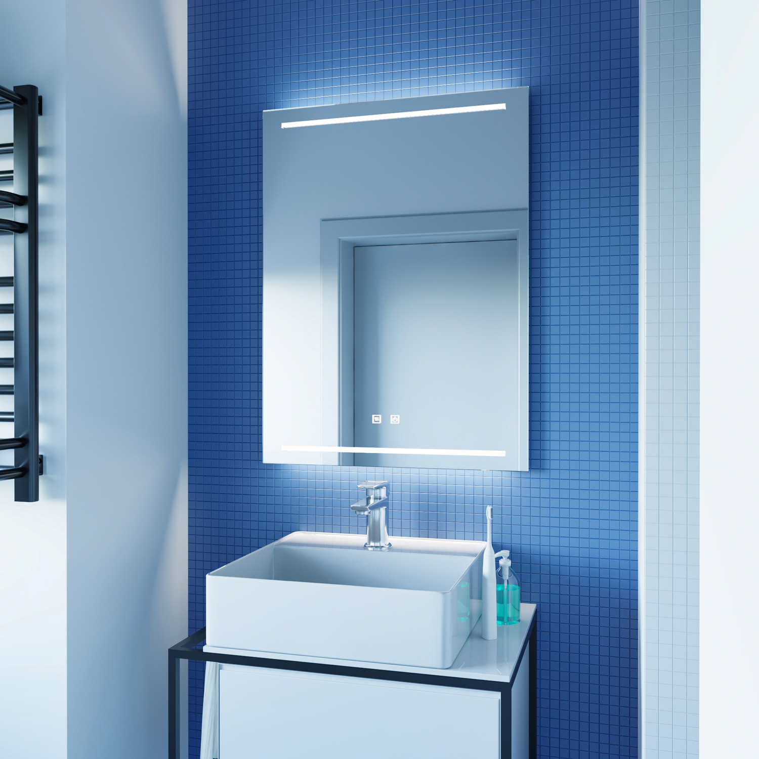 Spiegel 800x650 led bov/onder+kelvinch.+verwarming
