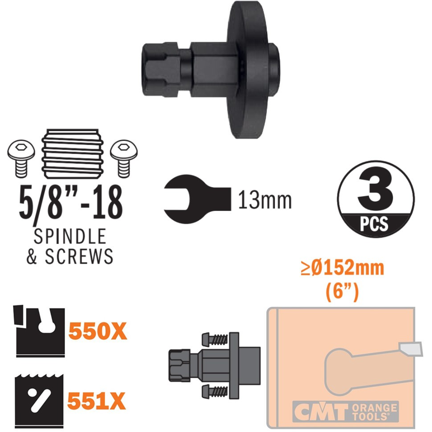 Adapter voor alle type gatzagen >= ø152mm