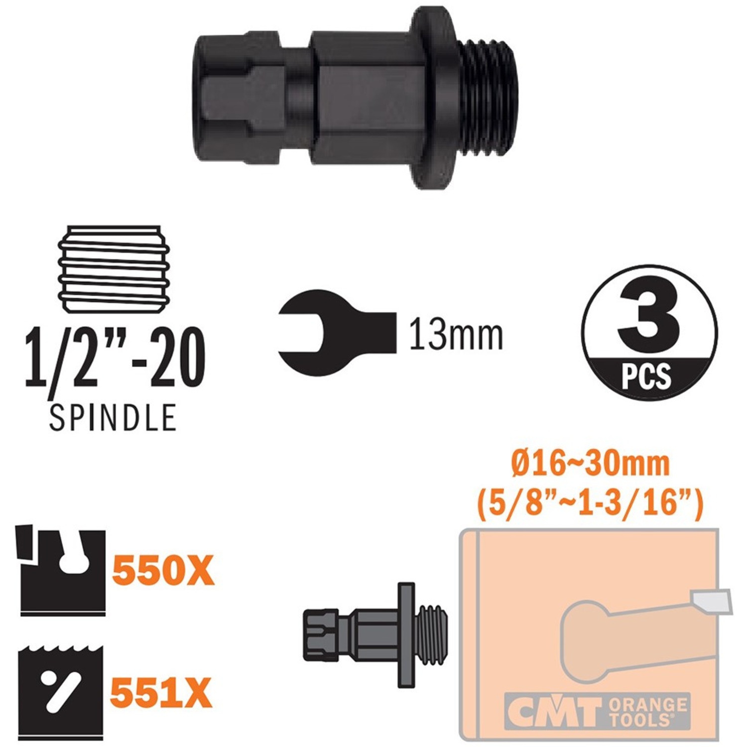 Adapter voor alle type gatzagen ø16-30mm