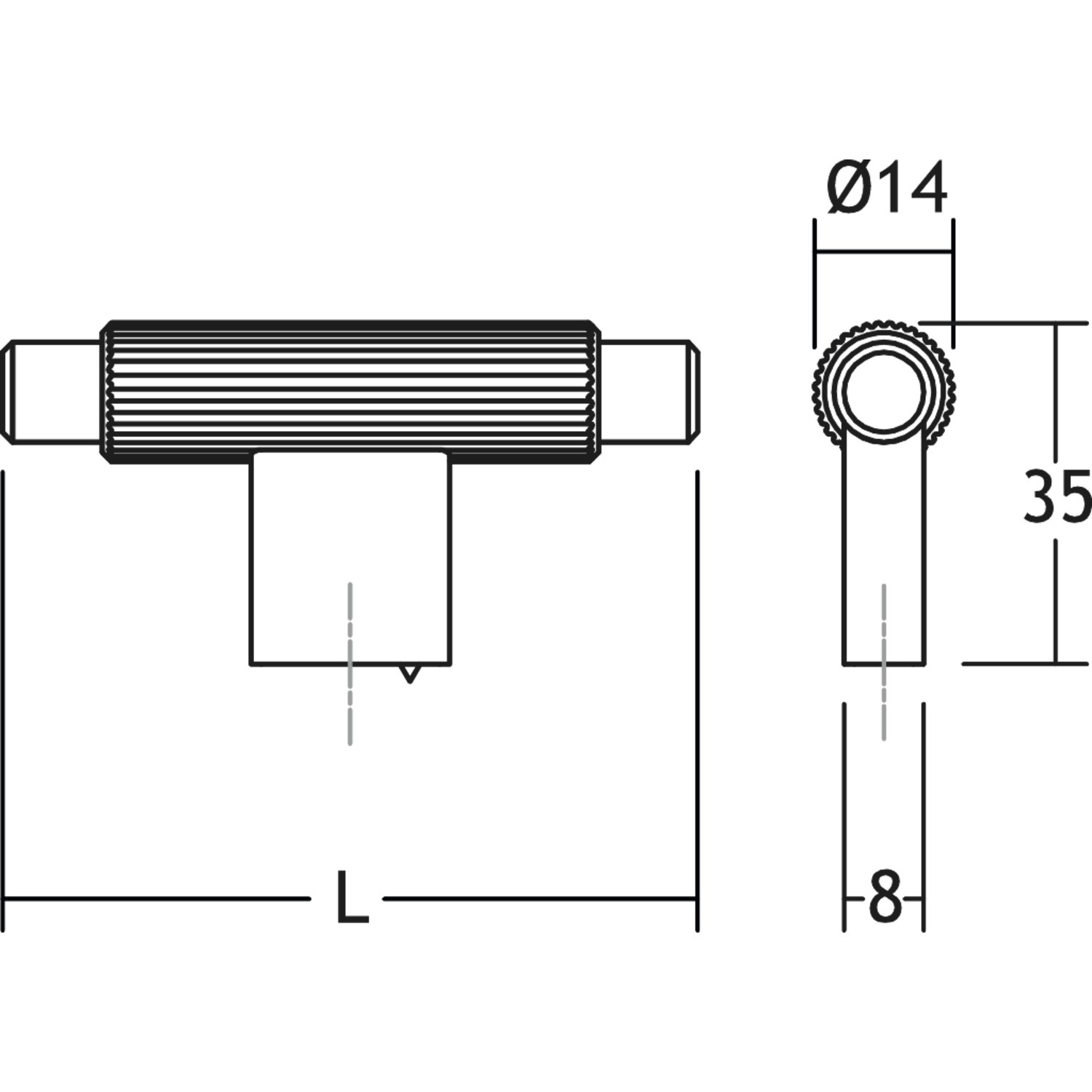 T-knop ARPA L70 aluminium rvs-look