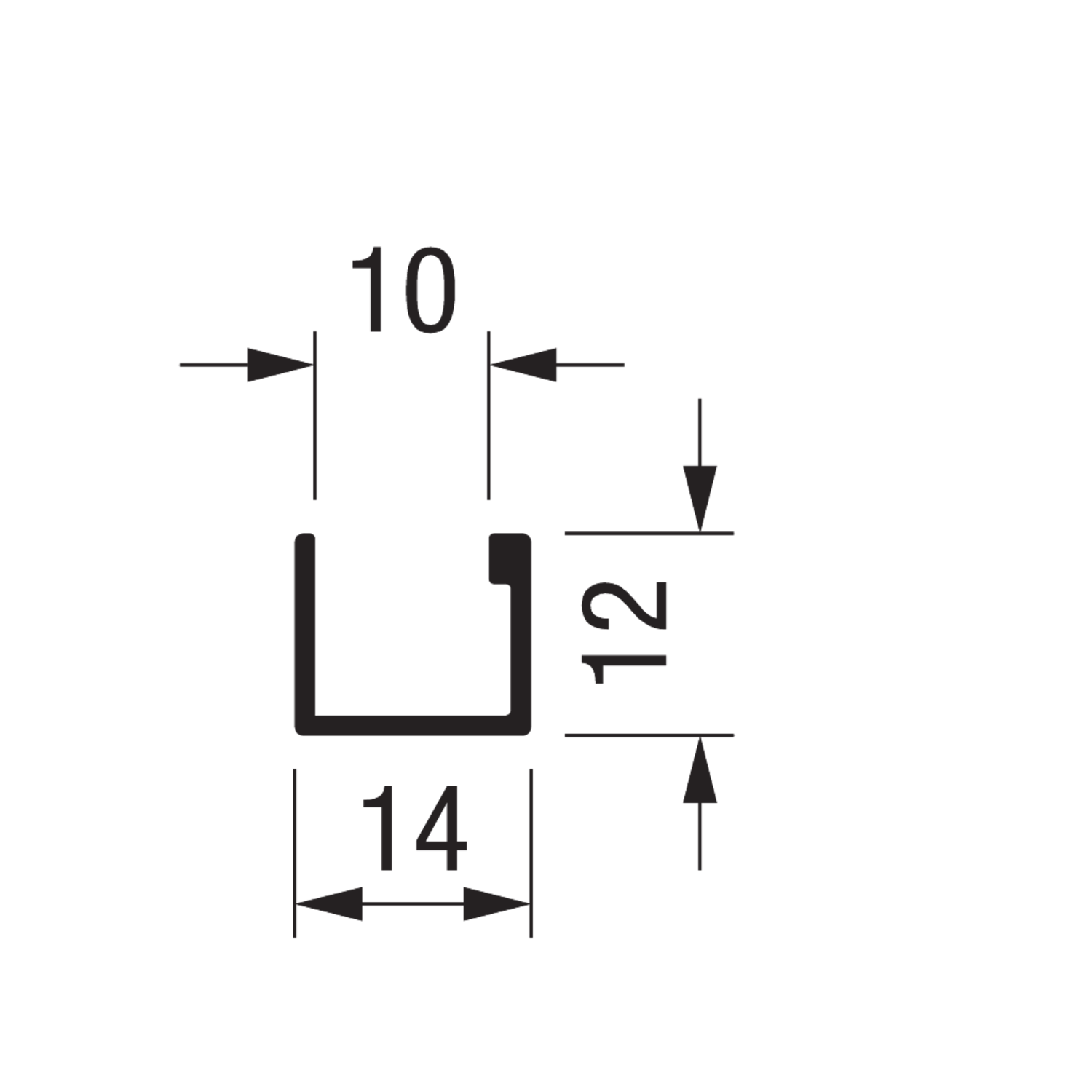 Horizontaal U-profiel PRU10V 4m alu zwart