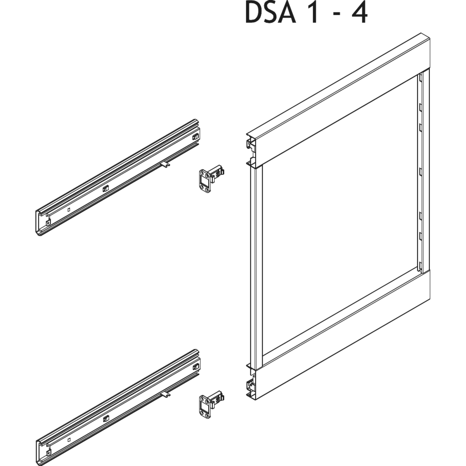 Kader Lava zijdelingse bevestiging dsa4 731mm 20kg SoftClose