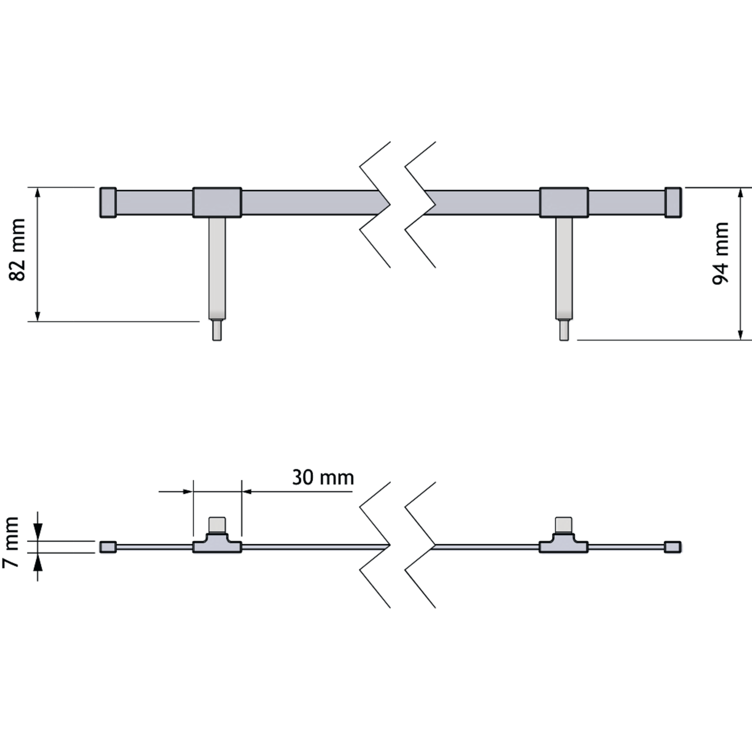 Chic line schoenrek stang antraciet l.625 h.94mm