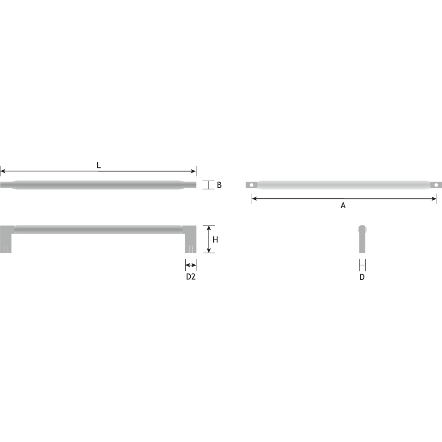 Greep 128mm alu geribbeld zwart mat