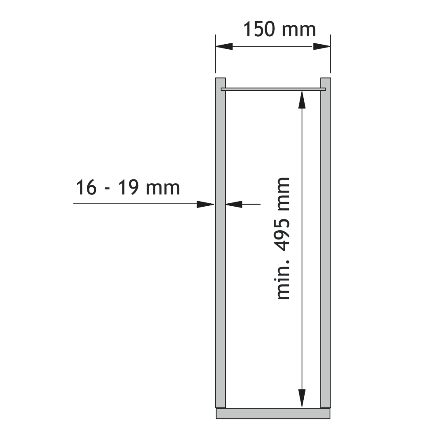 Vs sub slilm uittrekmand + bakplaathouder chroombx bxhxd 150x530x495mm