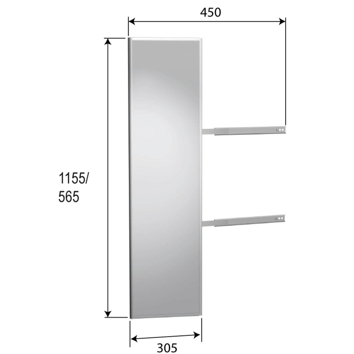 Exclusiv uittrekbare spiegel h.1155mm wit