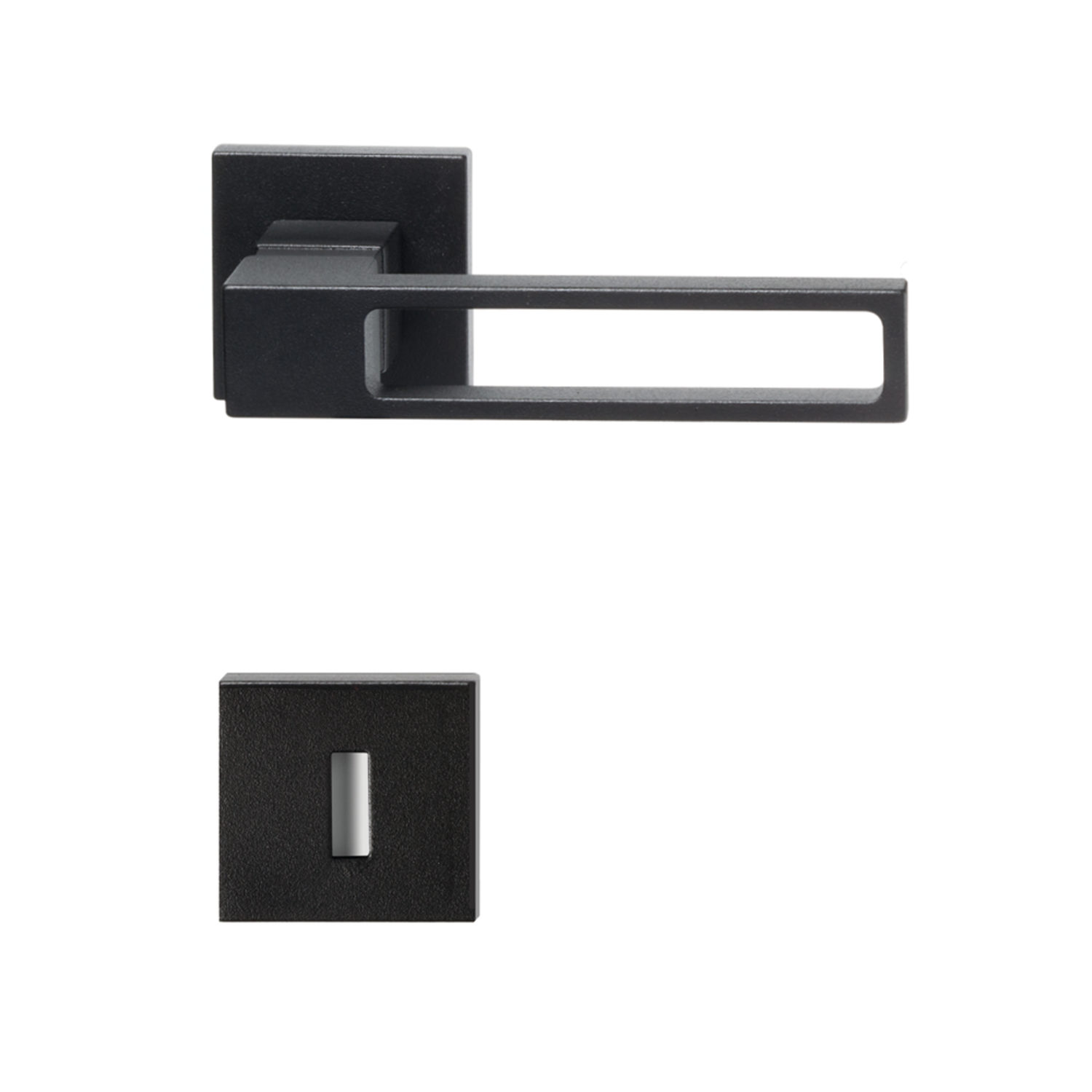 Quincalux deurkruk (1 pr) 702-00 zwart znd rozet