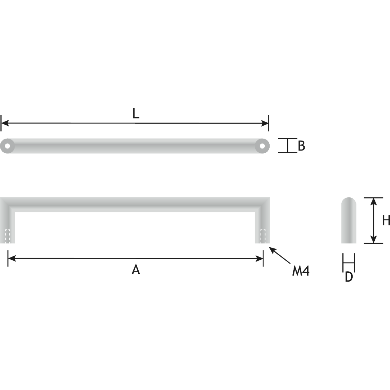 Beugelgreep RVS d.12mm x 493(480) /30mm