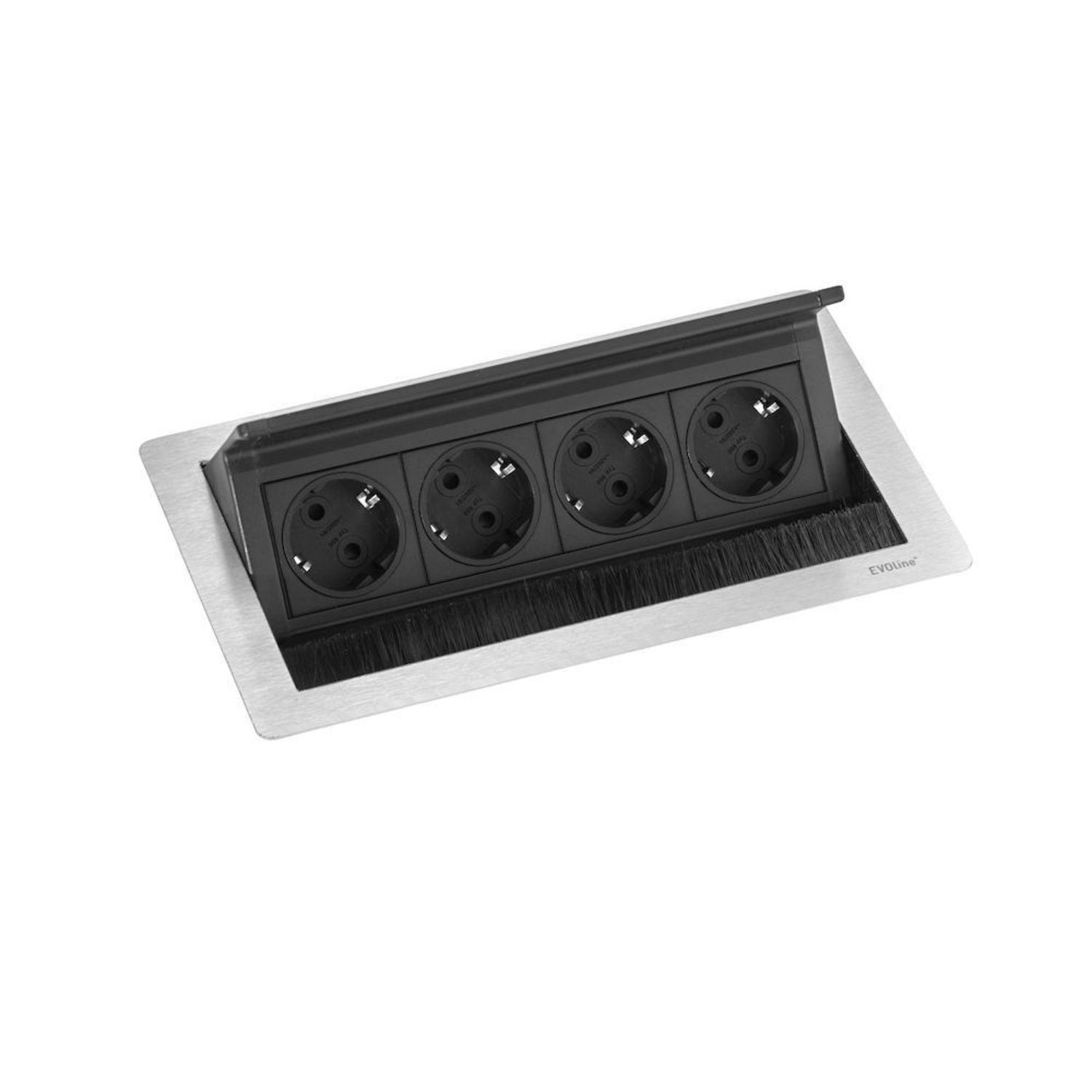 Evoline flip top push data medium rvs b-f 3 stopcontacten + 2 rj45