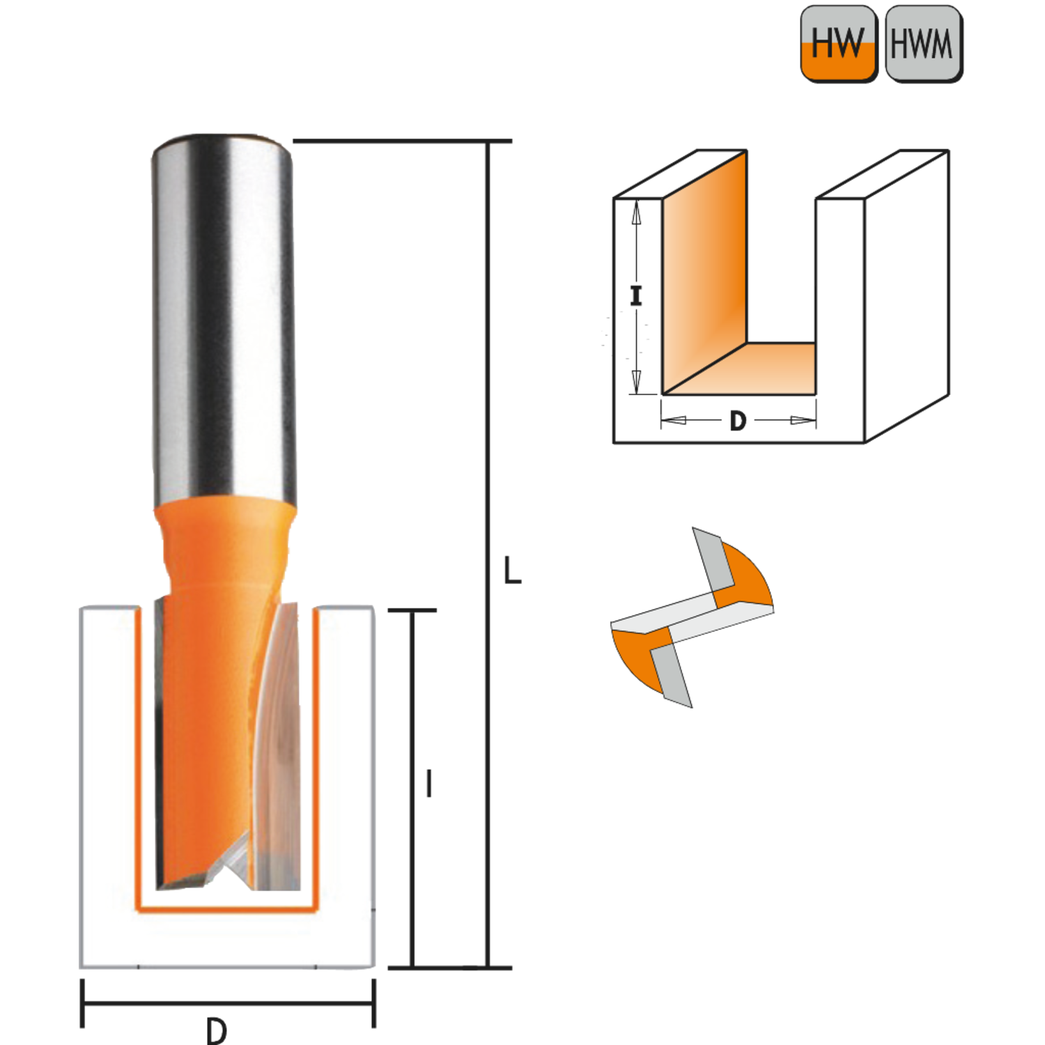 Rechte frees d=16 mm i=20 l=57 hw