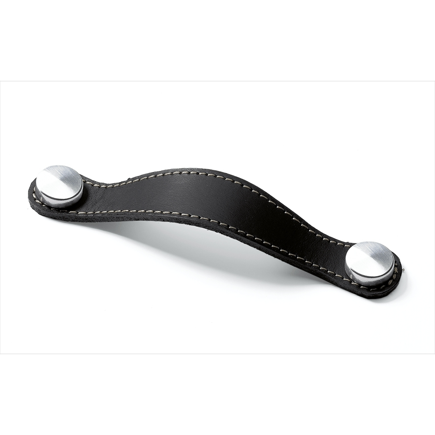 Greep Gela, boorafstand 128, L 150 mm, B 26 mm, H 3 mm, zwart leer