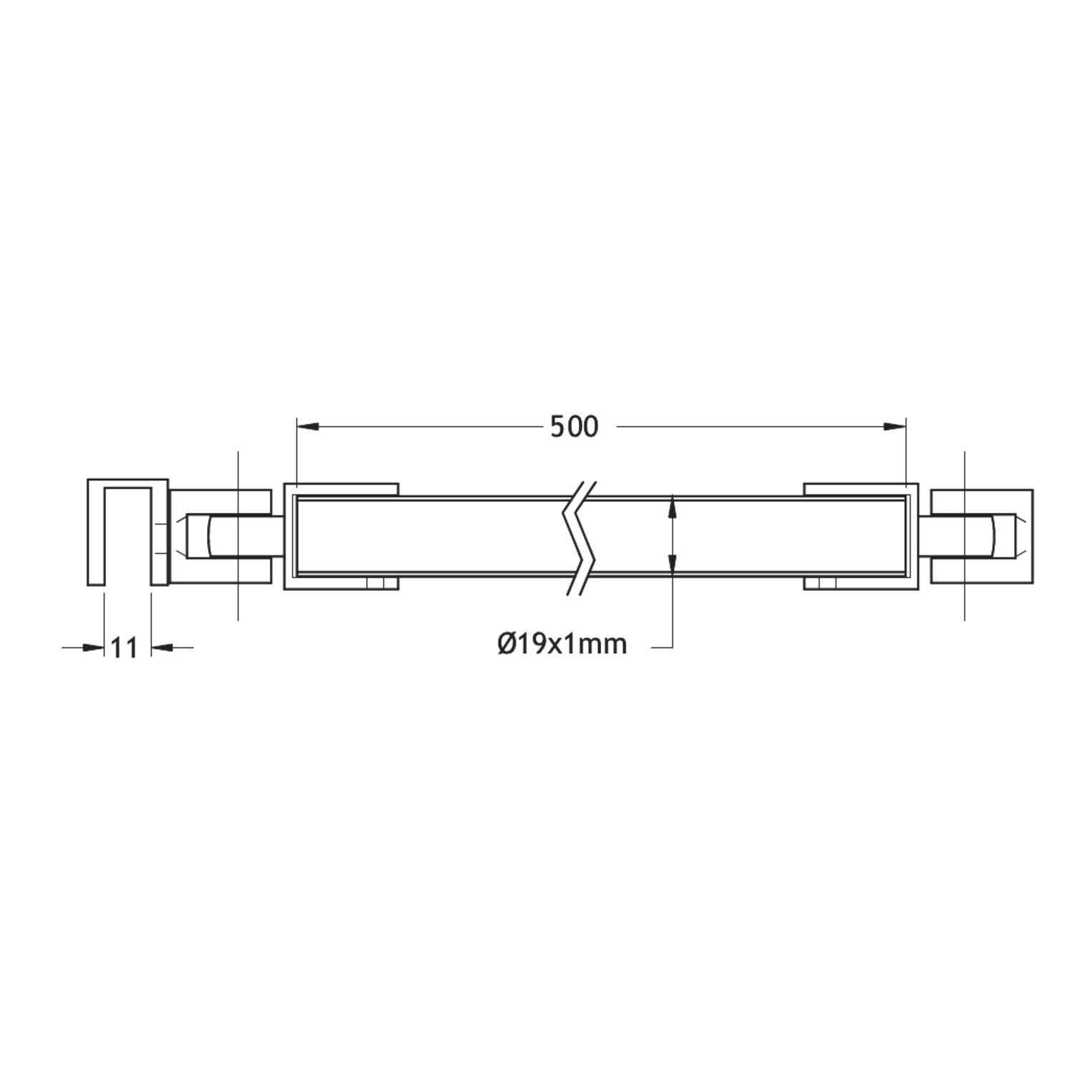 Stabilisatiestang wand/glas met dubbele scharnier, voor 6/10 mm glas, L588, chroom