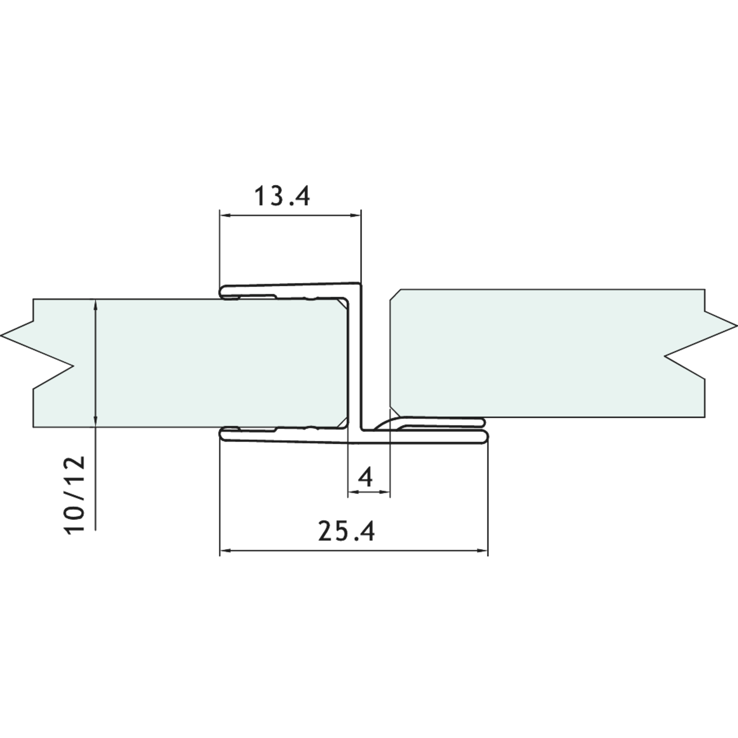 Dichting met h-aanslag l2200mm voor glas 10/12 mm