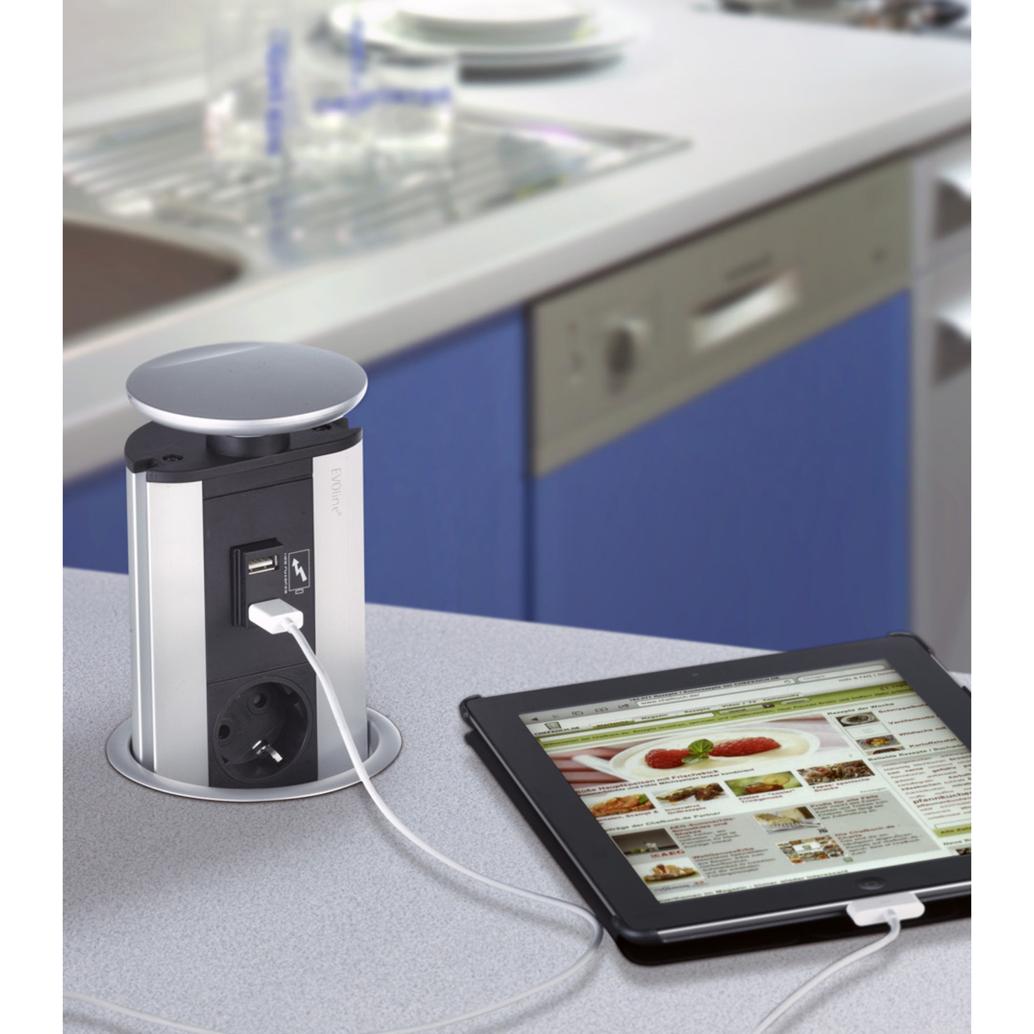 Evoline powerport usb alu-look b-f met usb lader