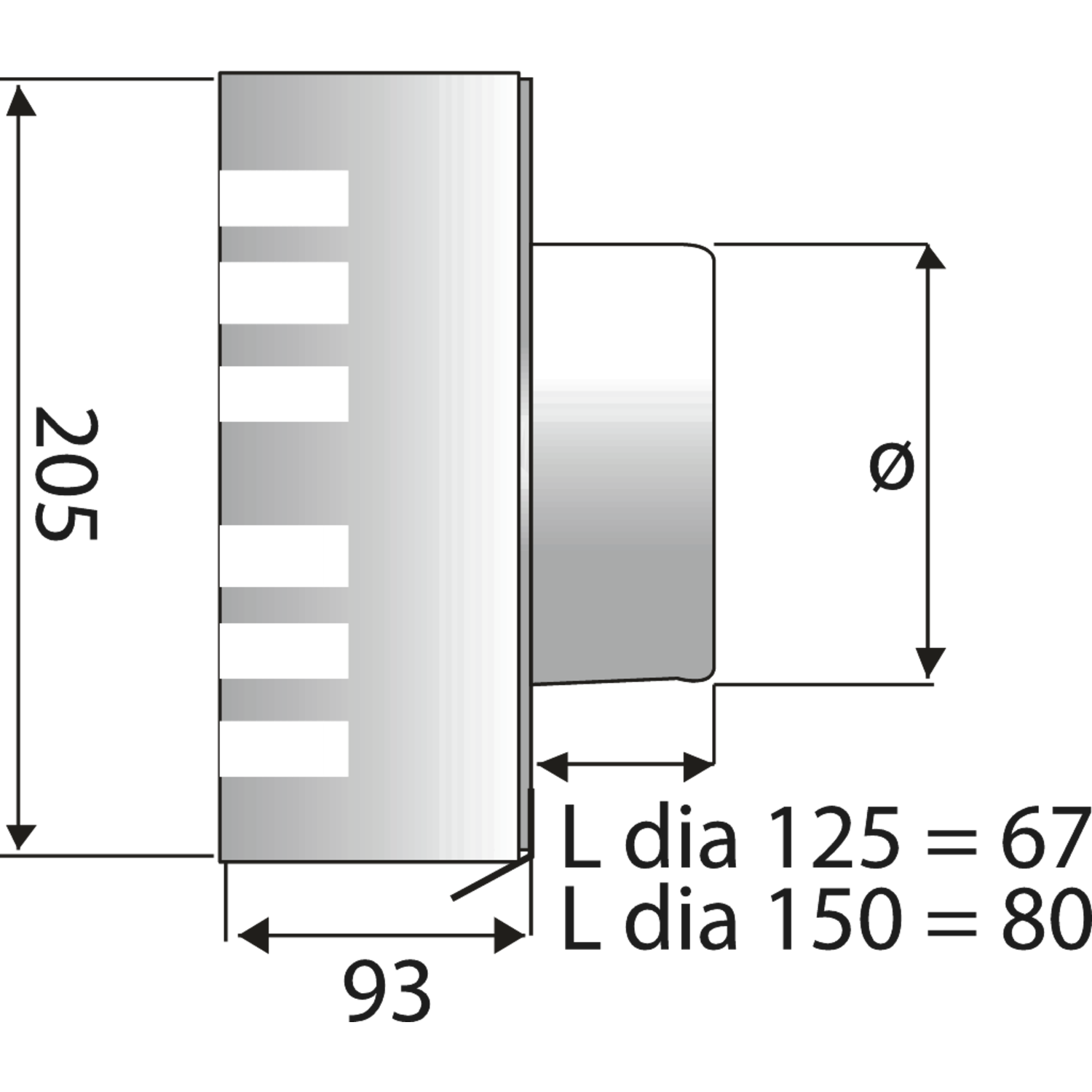 Paneir alfa uitblaasrooster  rvs/rvs d.125mm