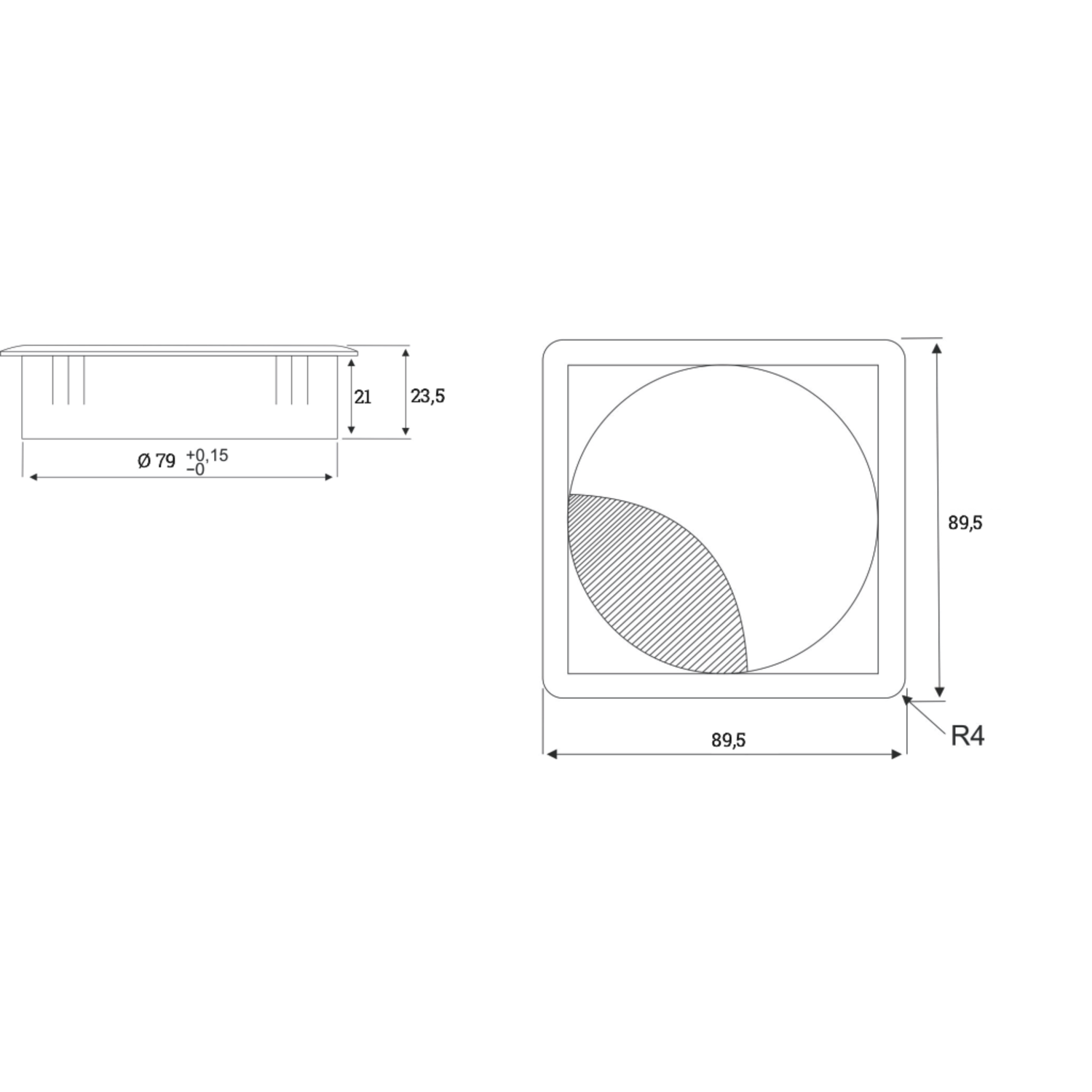 Kabeldoorvoer Exit Q zamak rvs look 90x90mm