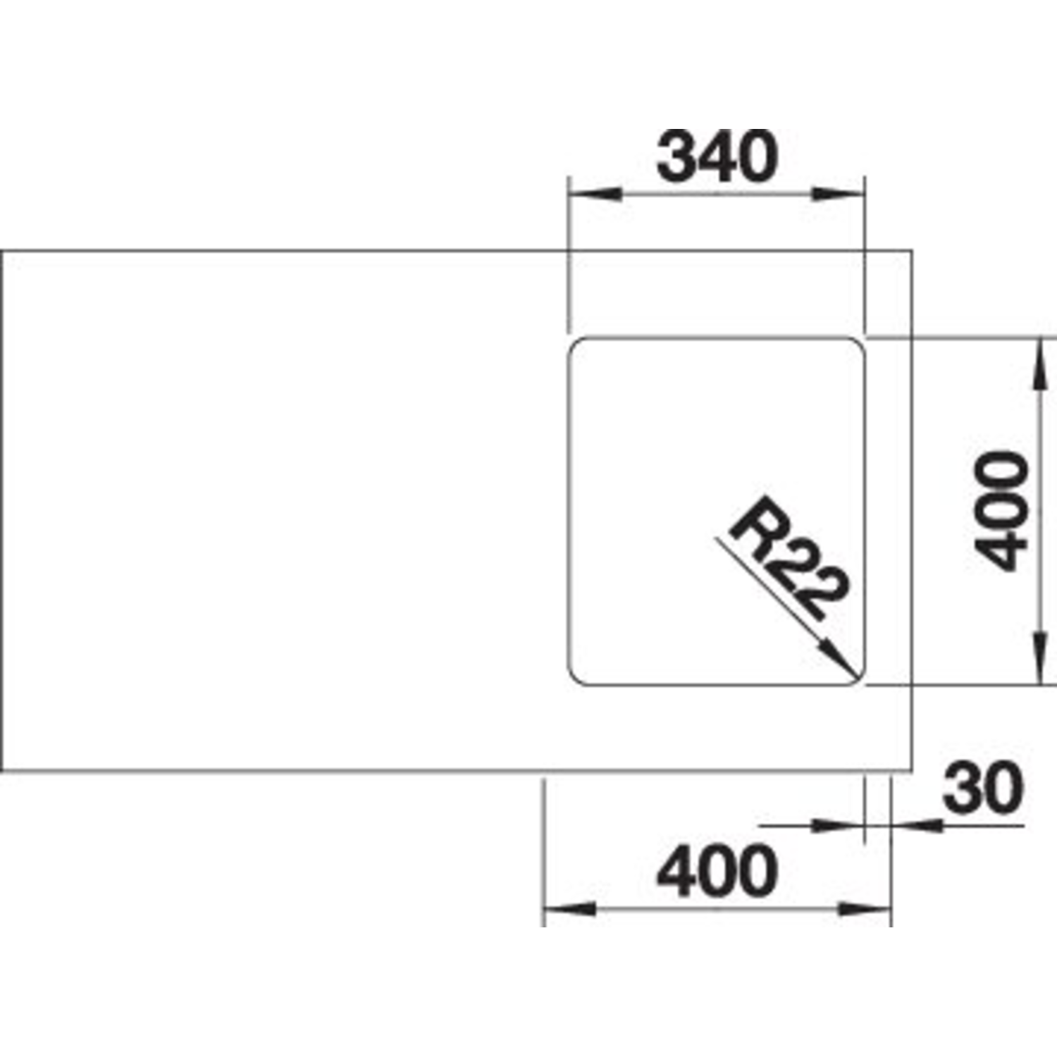 Blanco spoeltafel andano 340-u