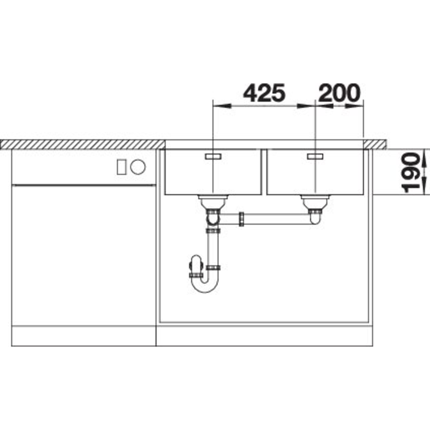 Blanco spoeltafel andano 400/400-u man.