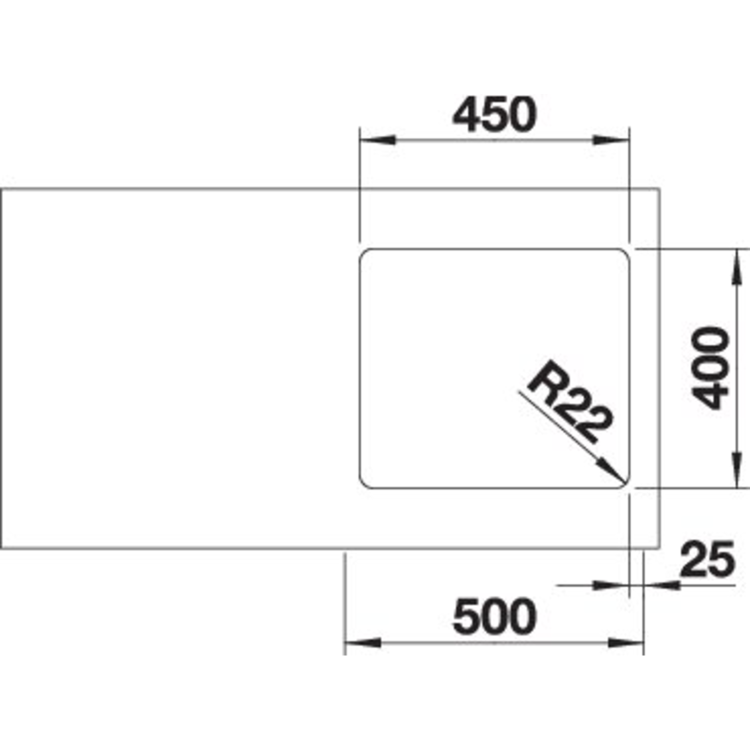 Blanco spoeltafel andano 450-u man