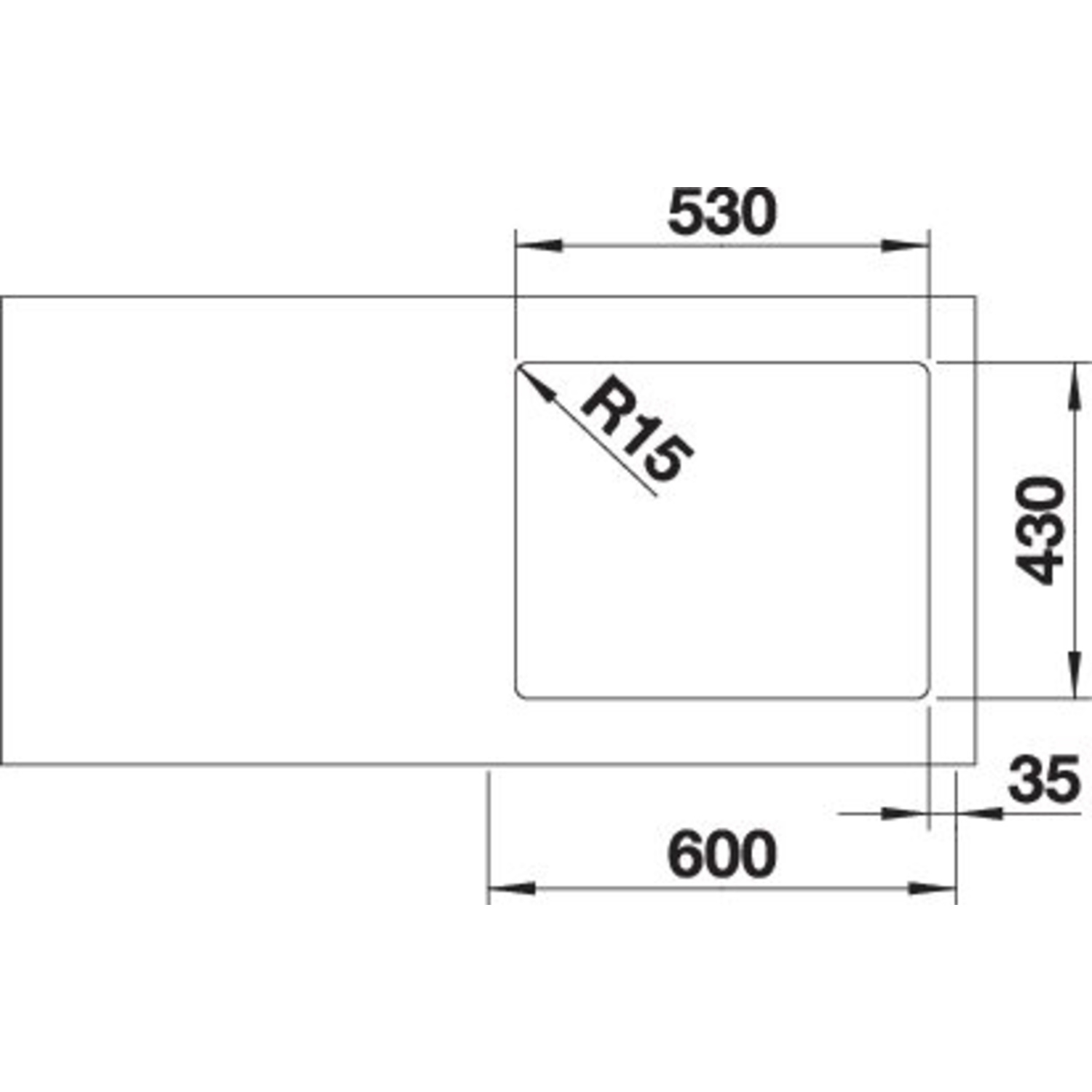 Blanco spoeltafel andano 500-if man.