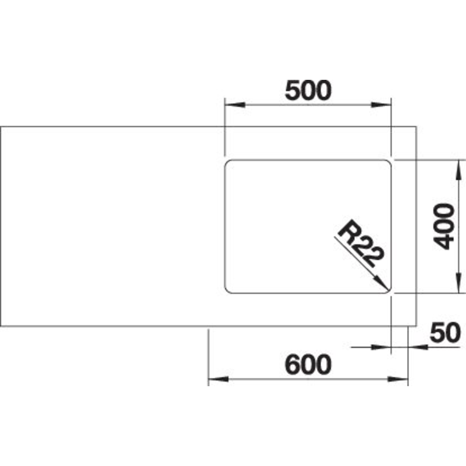 Blanco spoeltafel andano 500-u man.