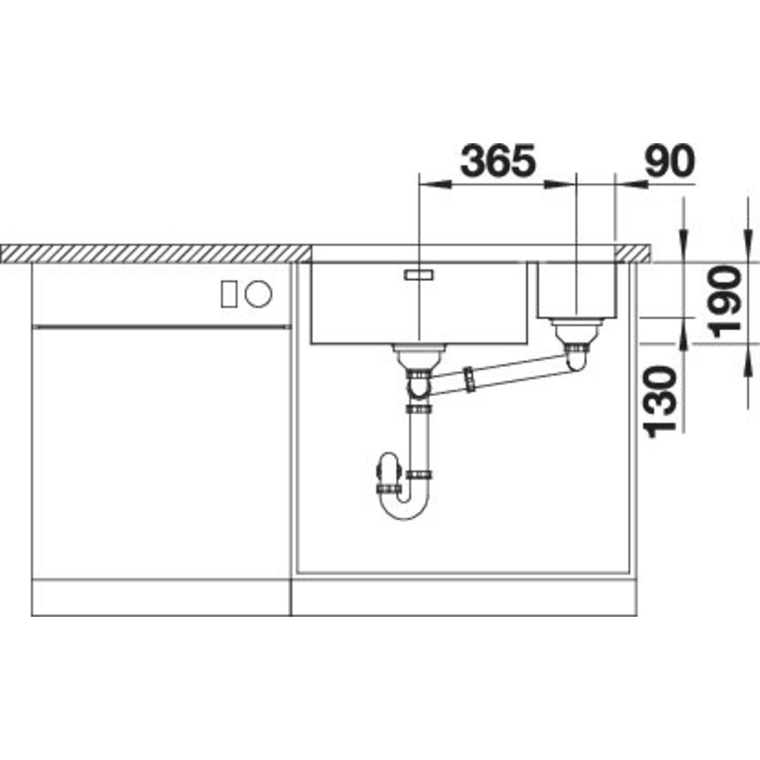 Blanco spoeltafel andano 500/180-u br man.