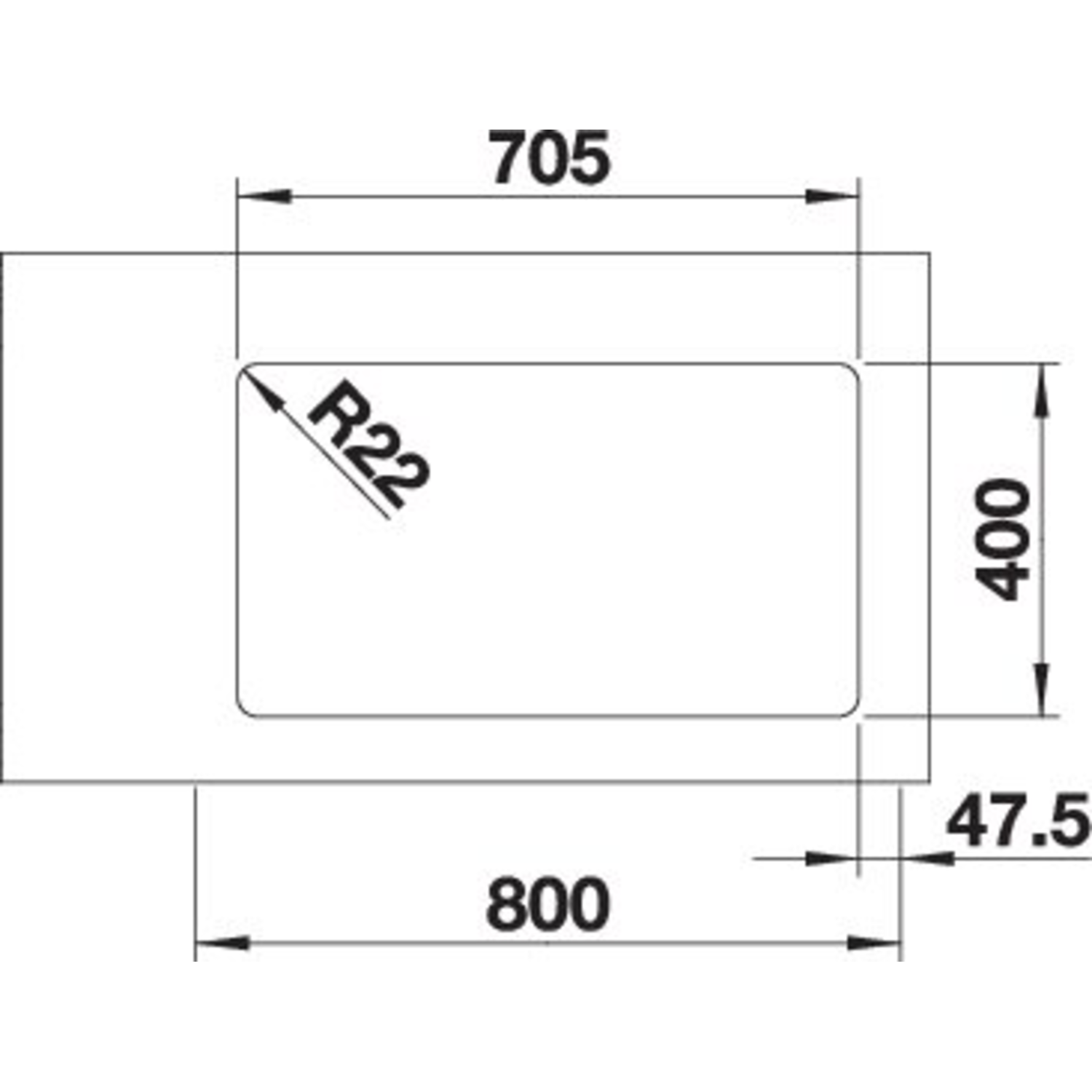 Blanco spoeltafel andano 500/180-u bl man.