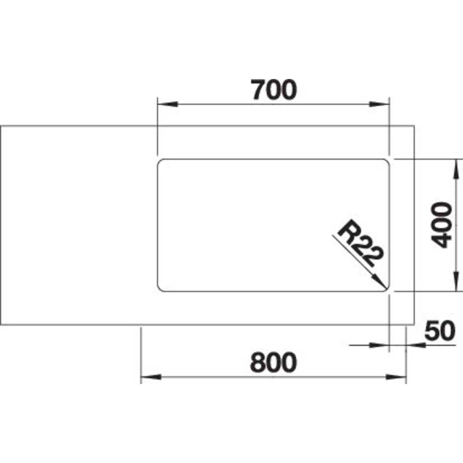 Blanco spoeltafel andano 700-u man.