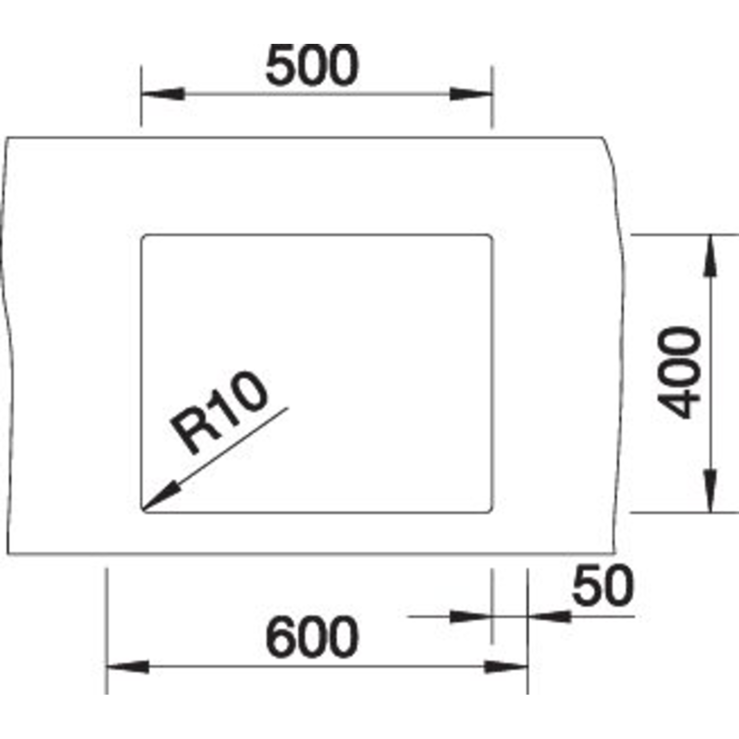 Blanco spoeltafel claron 500-u man.