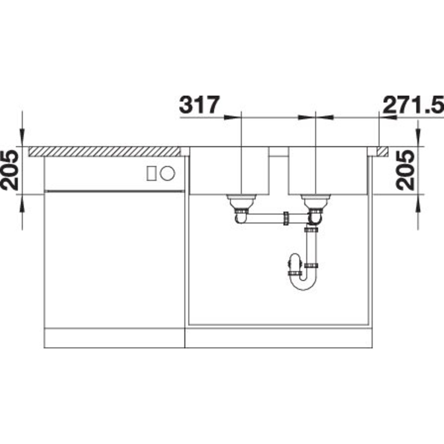 Blanco spoeltafel classimo 8-IF rvs
