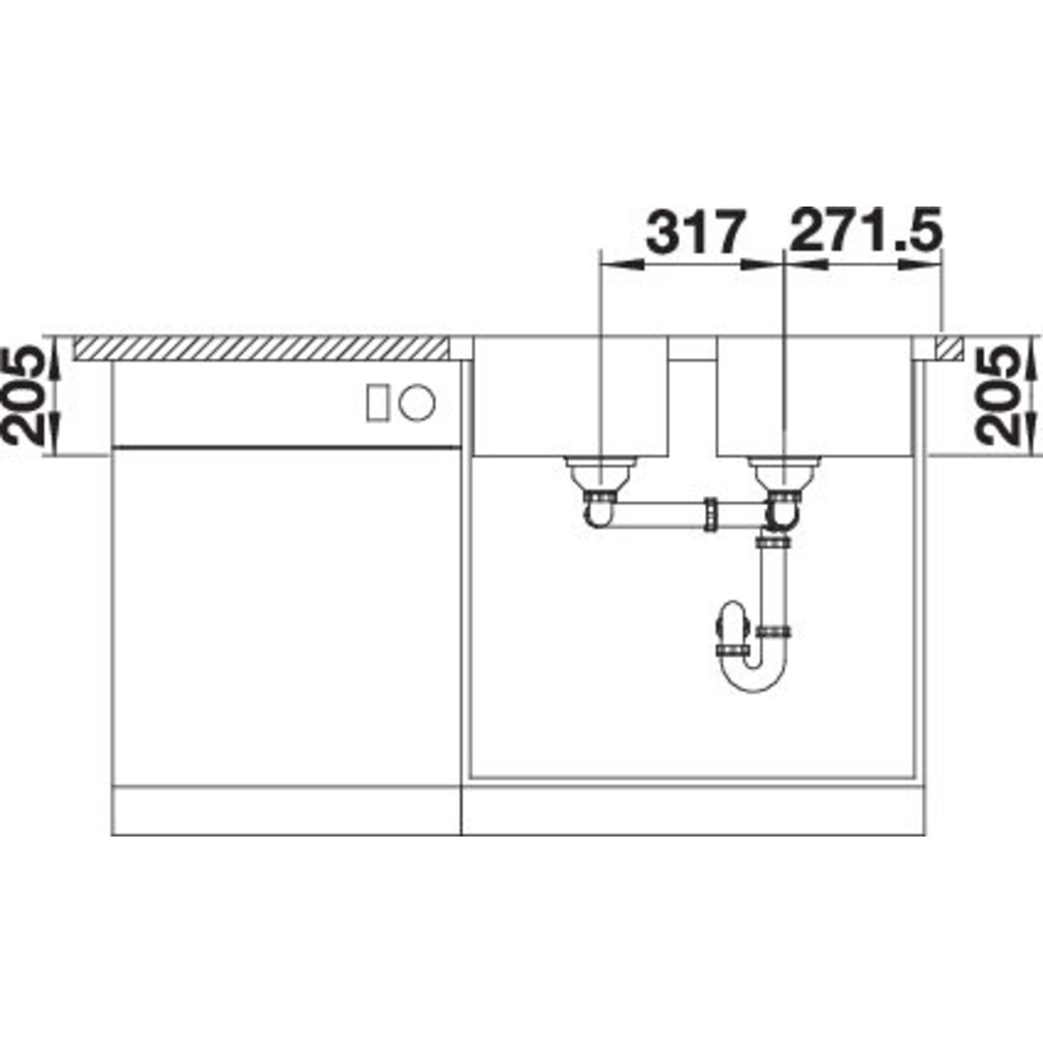 Blanco spoeltafel Lemis 8 if manueel