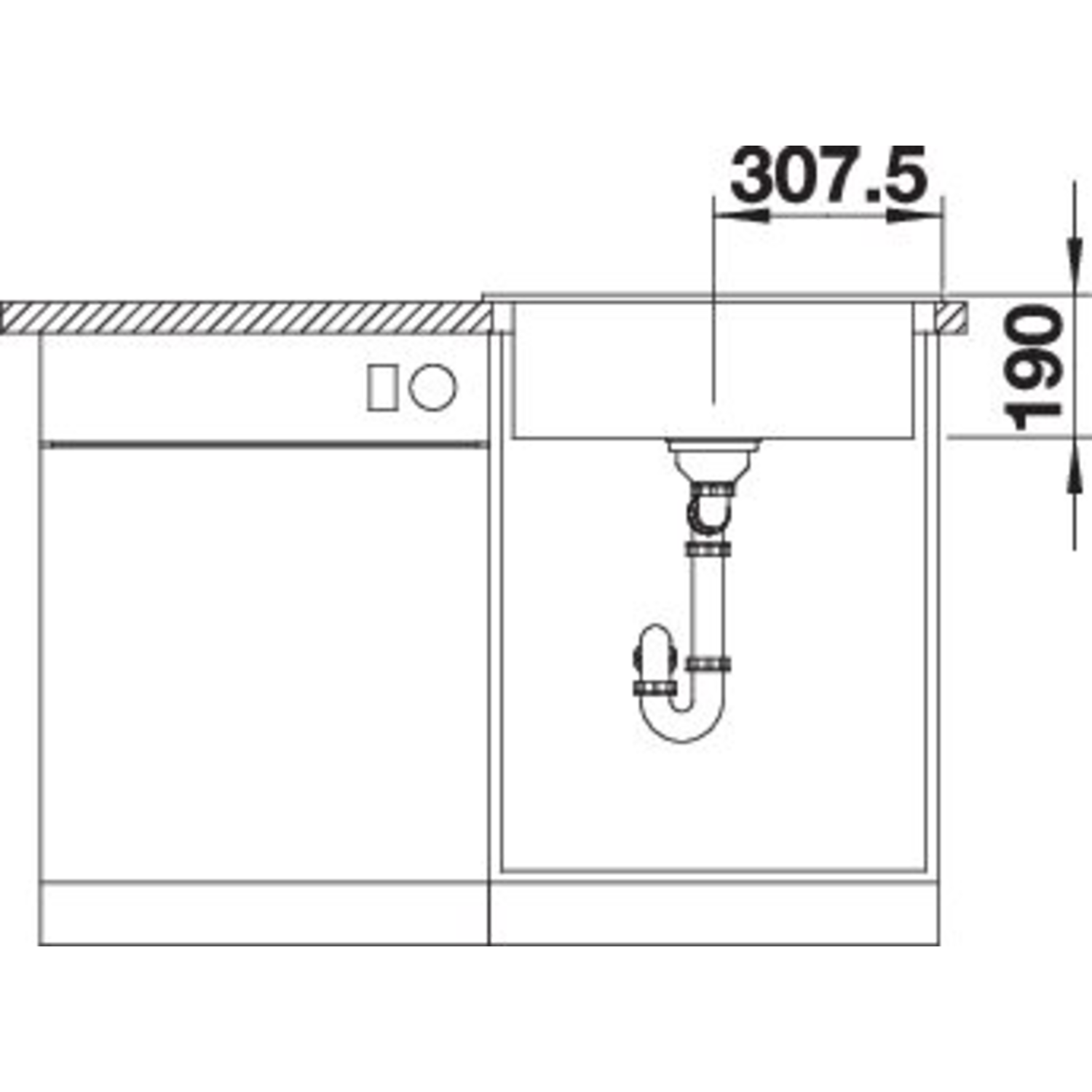 Blanco spoeltafel Palona 6 zwart auto