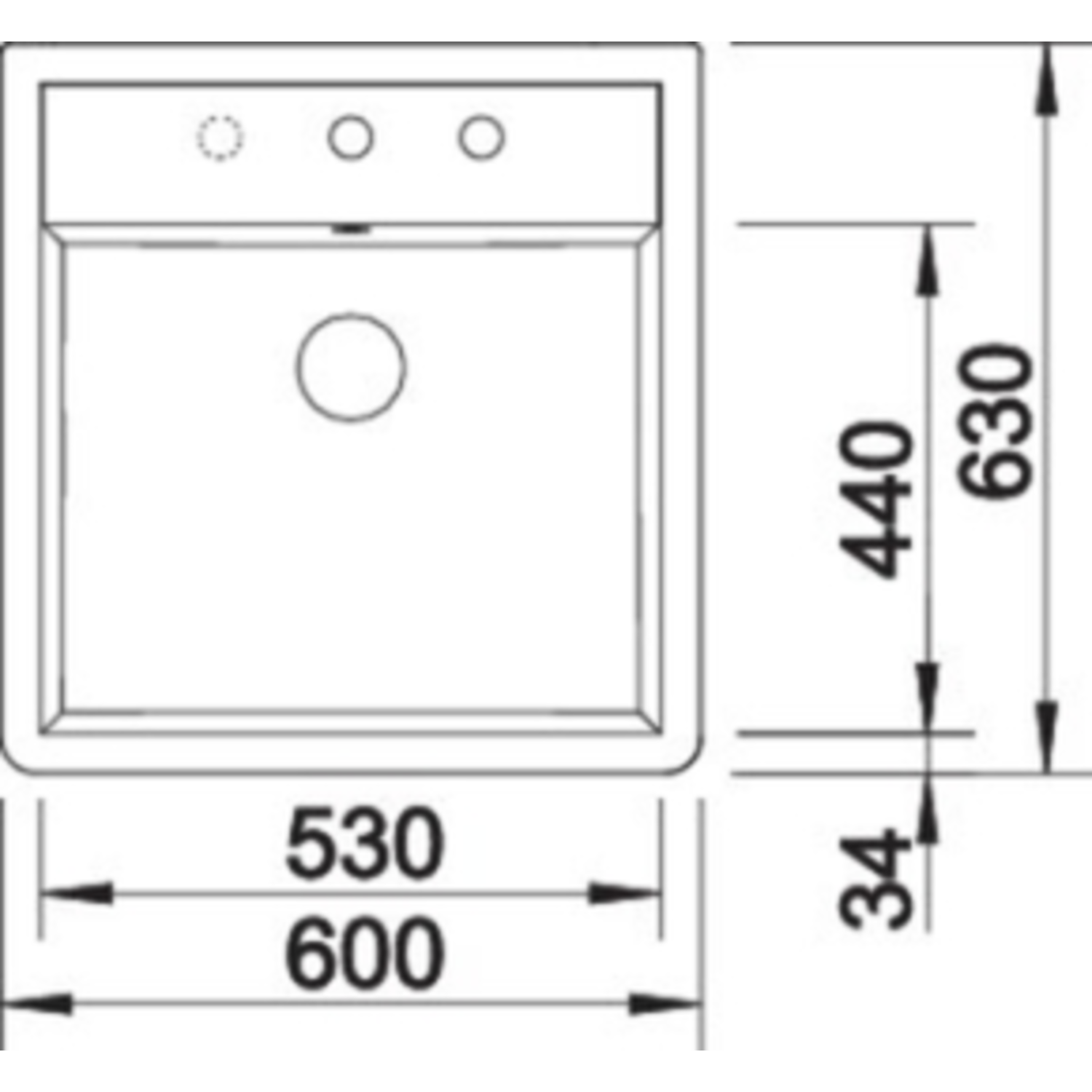 Blanco spoeltafel panor 60 krist.wit gl 2 gaten