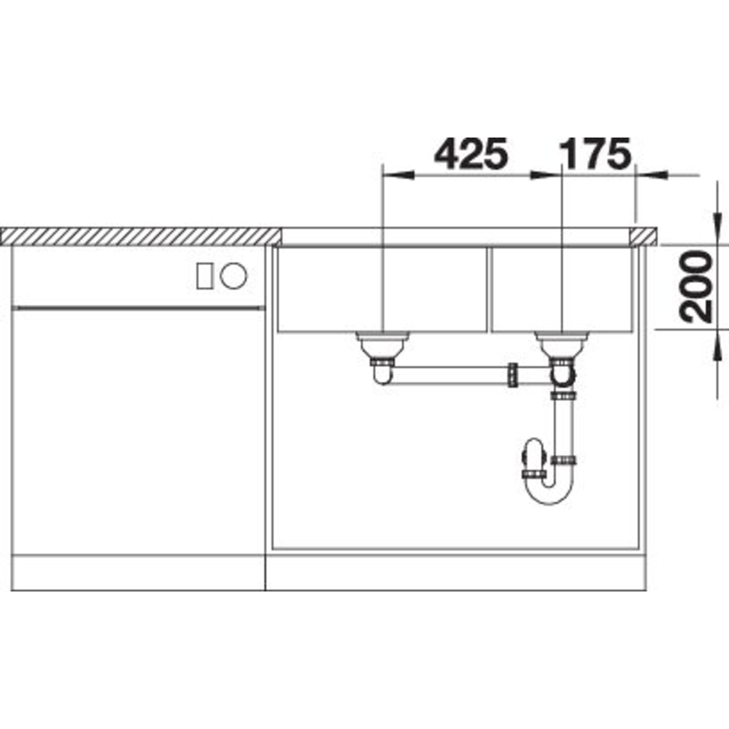 Blanco Subline 480/320-U links zacht wit manuele bediening