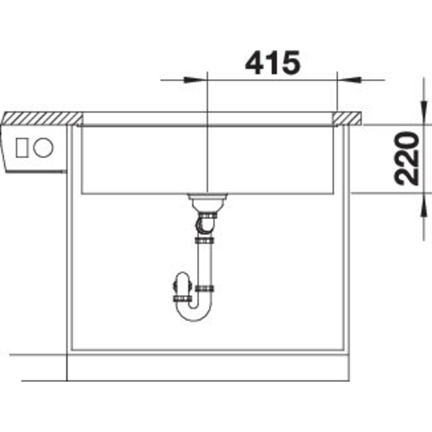 Blanco Subline 800-U antraciet manuele bediening