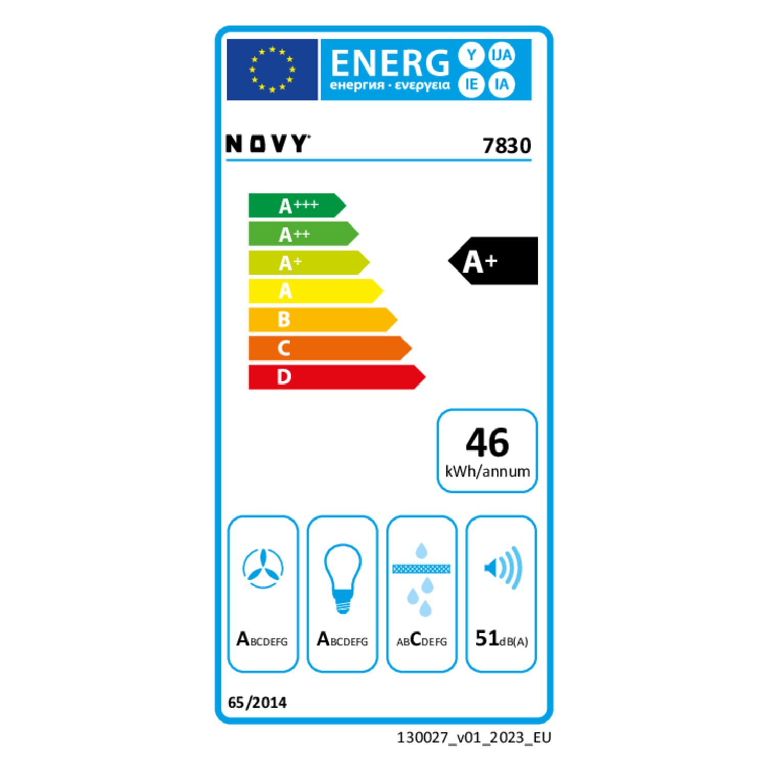 Novy Vision 90 cm zwart glas wanddampkap