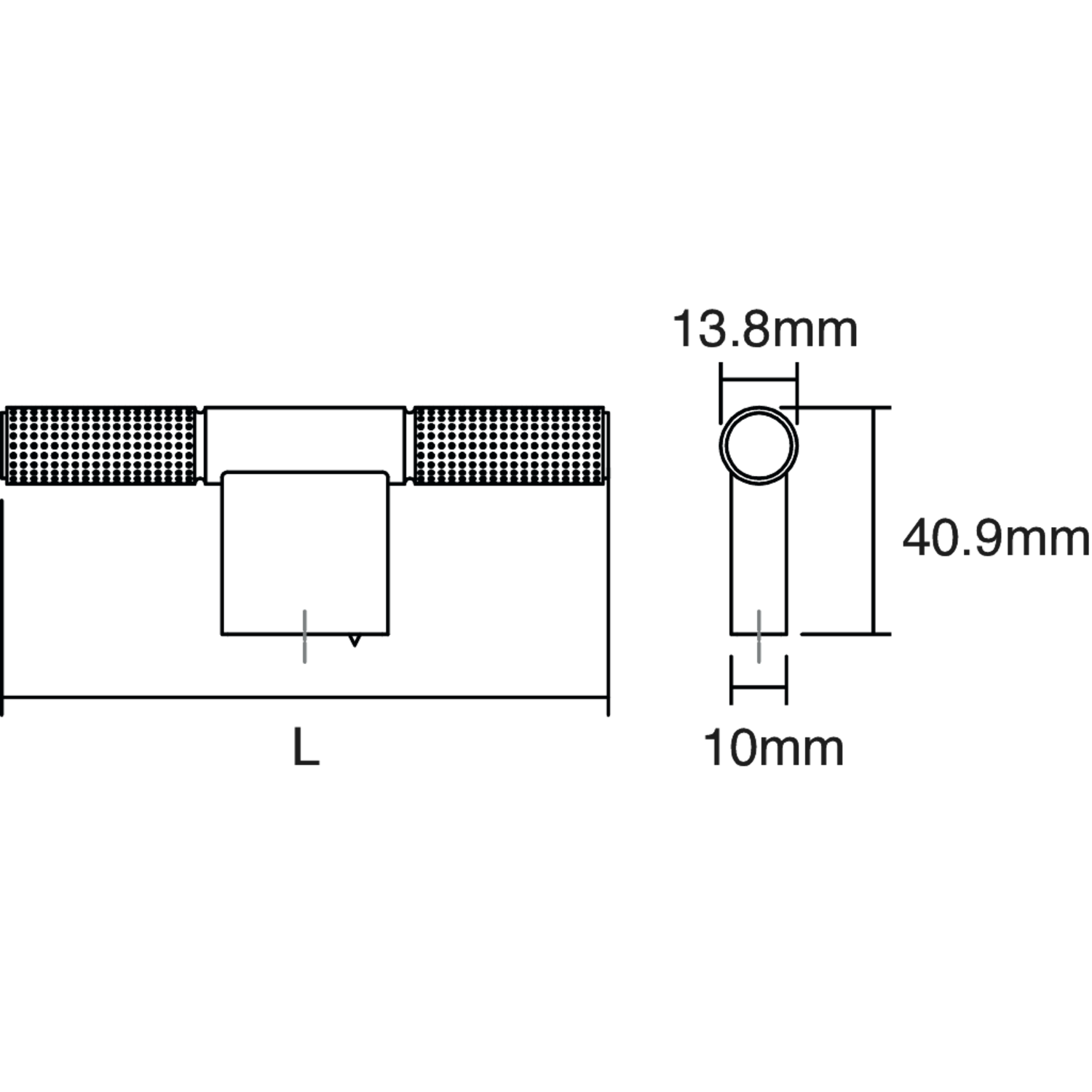 Greep POINT L110 aluminium titanium zwart