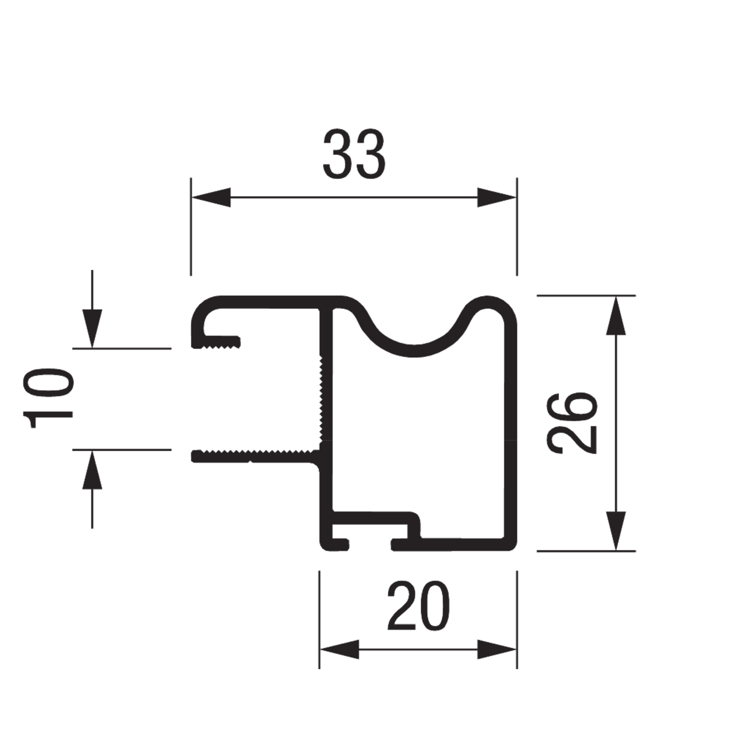 Vertikaal profiel TR10 Terra 2.6m alu wit