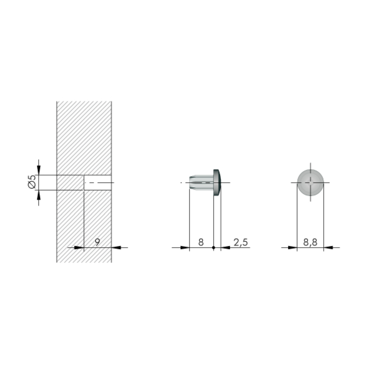 Deurdemper 5mm antraciet