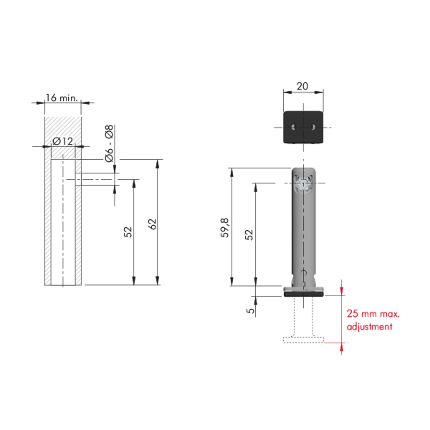 Sokkelversteller rekord tech dia12 cc52mm