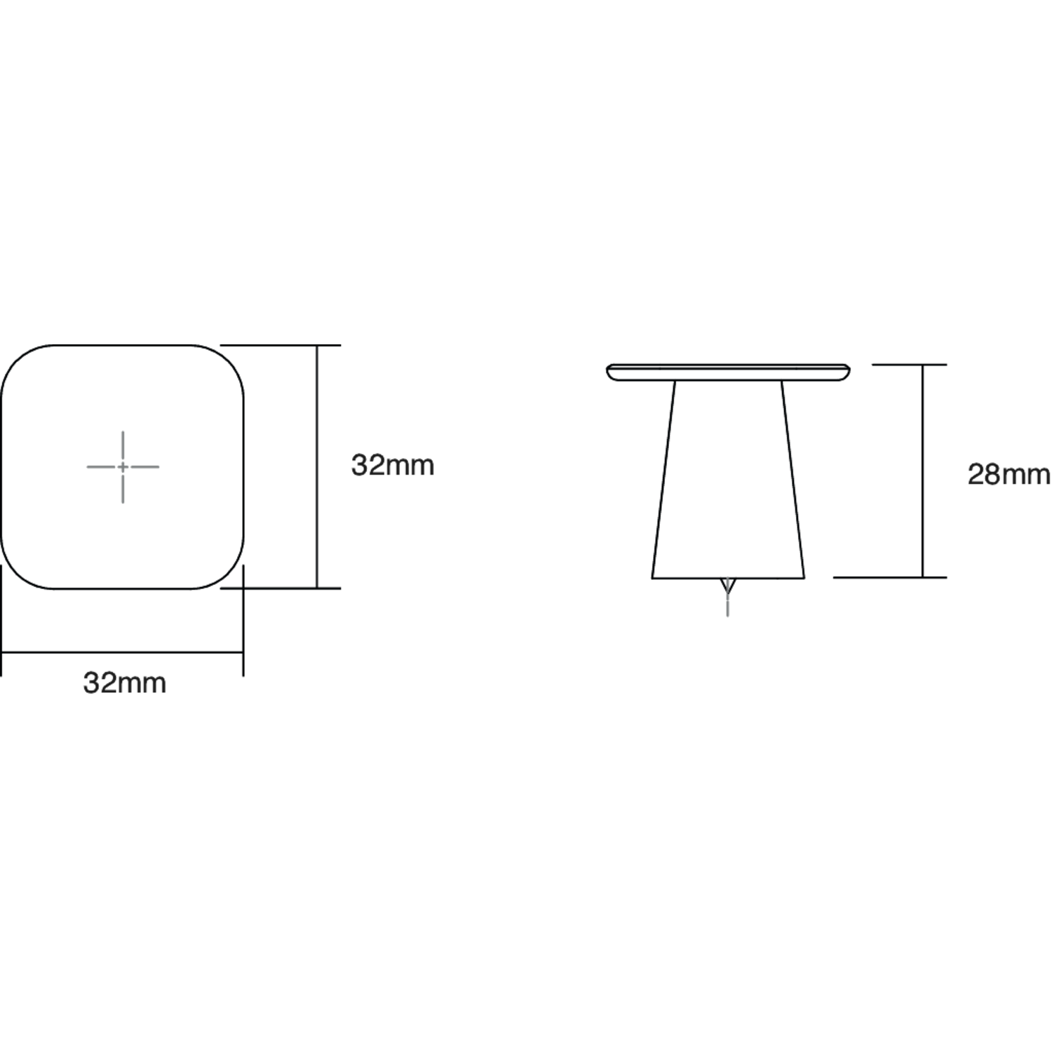 Knop PRISM L32 zamak mat zwart