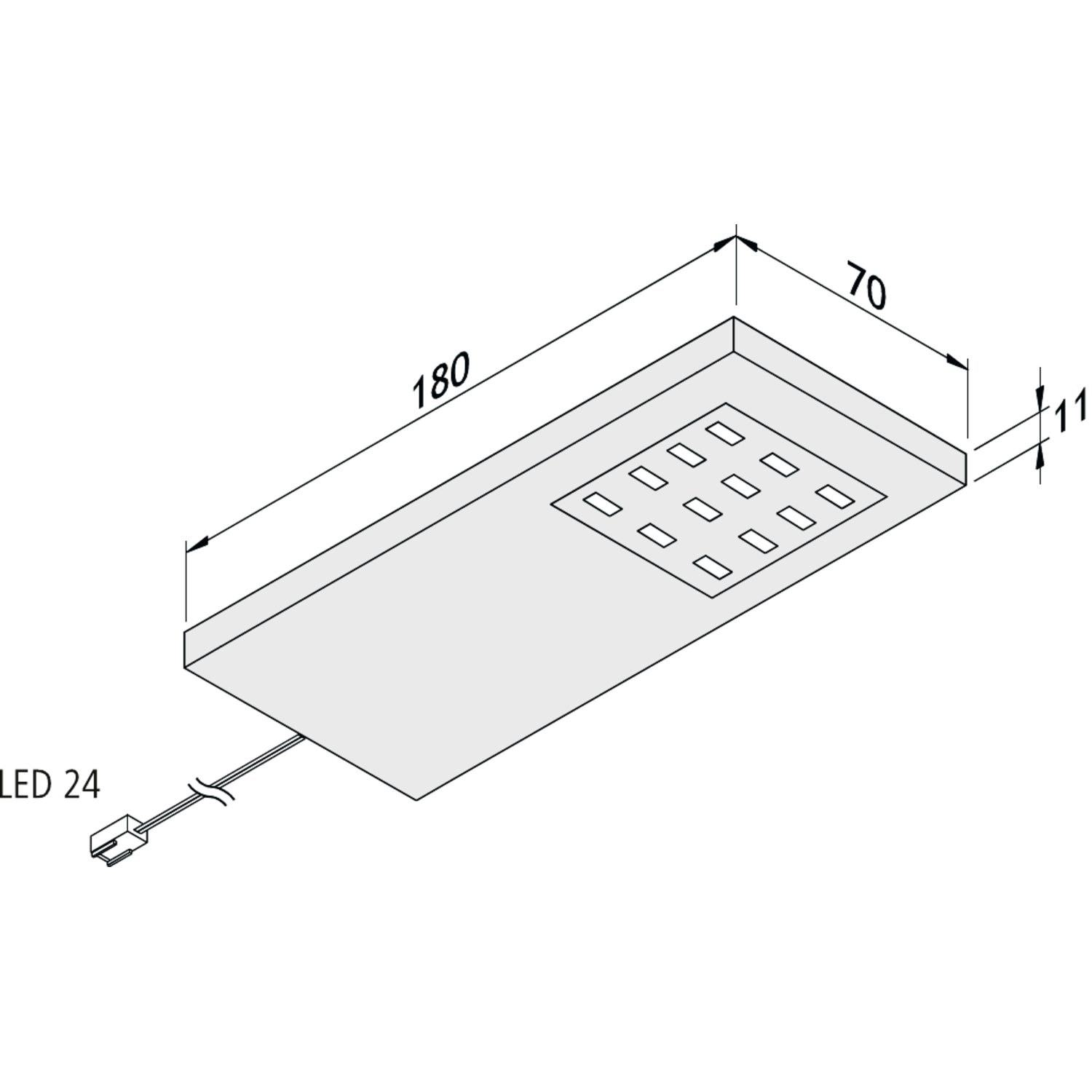 Hera set 1 x Slim-pad led 5W 24V 3000K wit+ transfo 15W