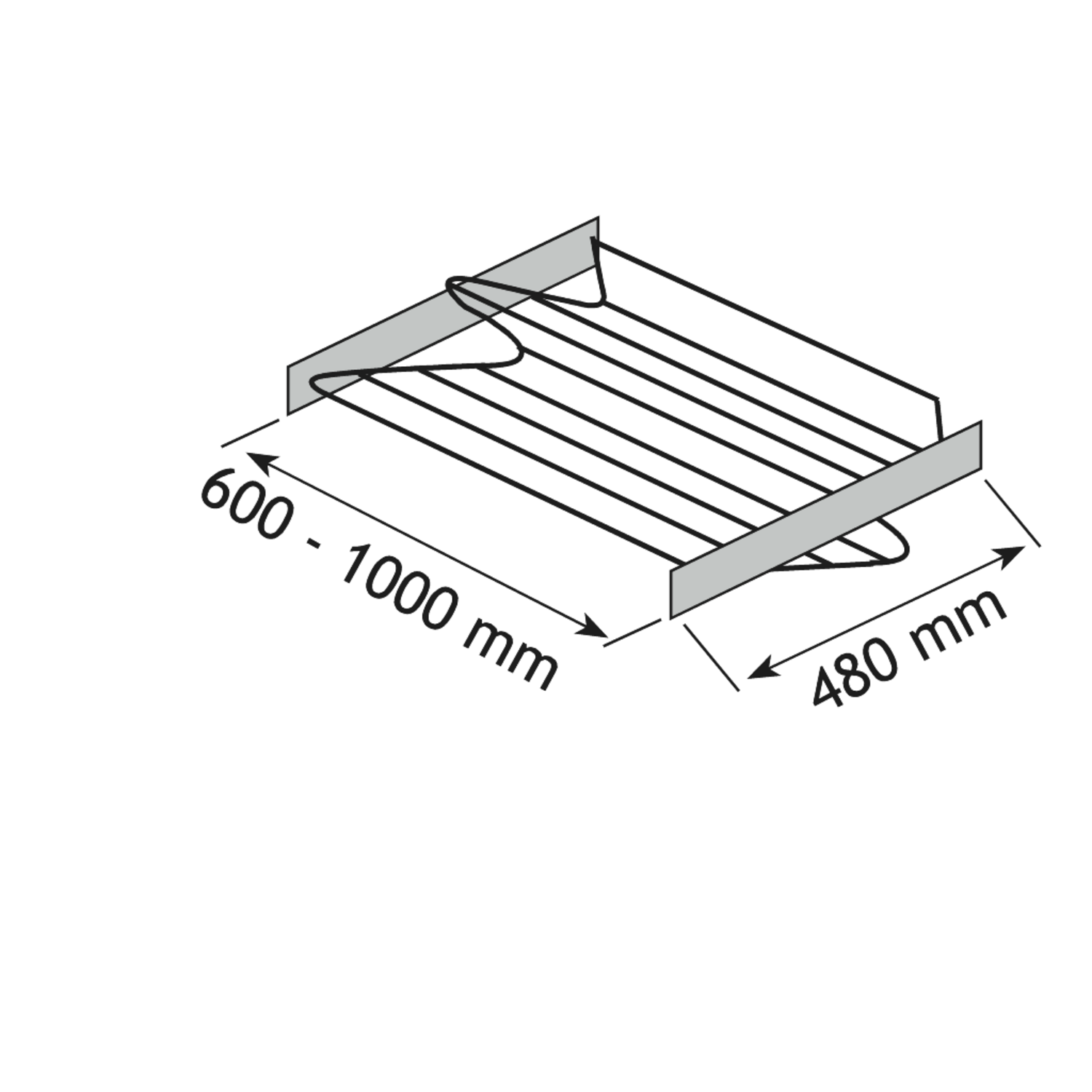 Schoenrek 60/100cm antraciet d.48cm uittrek